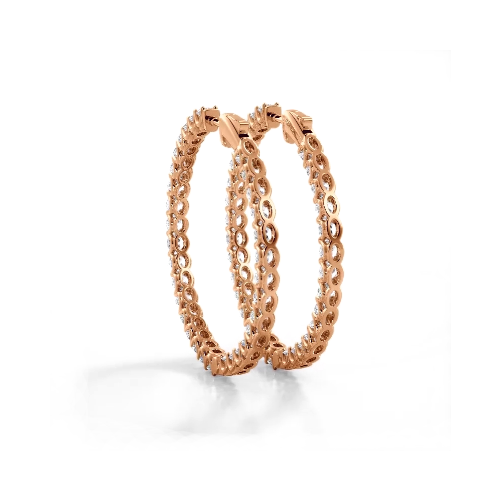 4.70 ctw. Inside Out U Setting Diamond Hoop Earrings - 14K Rose Gold - H-I Color I1-I2 Clarity