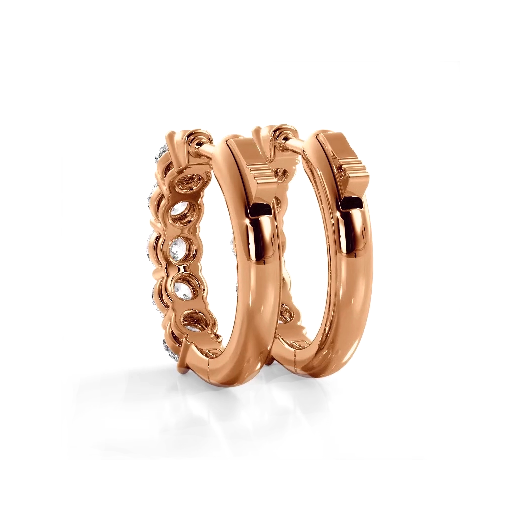 Classic 1.0 ctw. Five Stone Diamond Hoop Earrings - 14K Rose Gold - H-I Color I1-I2 Clarity