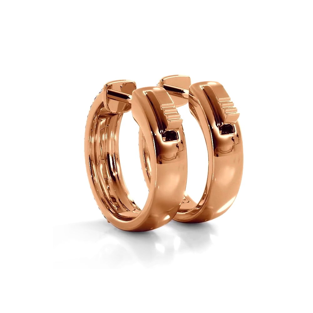0.70 ctw. Three Row Huggie Diamond Hoop Earrings - 14K Rose Gold - H-I Color I1-I2 Clarity