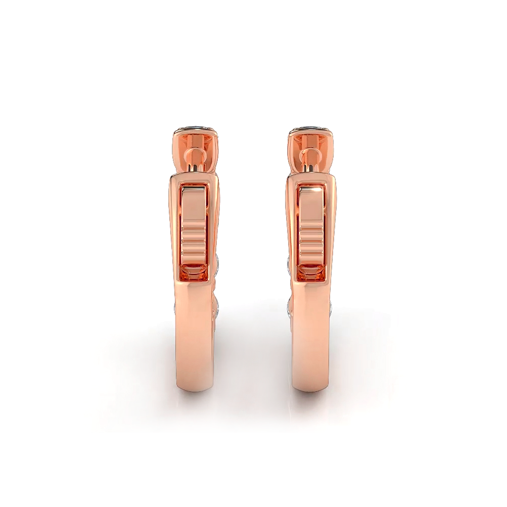 1.0 ctw. Common Prong Huggie Hoop Earrings - 14K Rose Gold - H-I Color I1-I2 Clarity