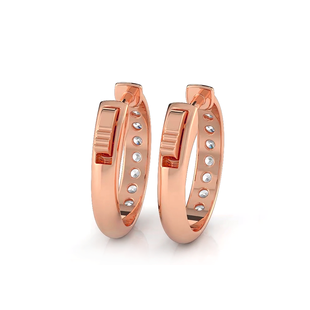 0.50 ctw. Round Brilliant Cut Huggie Hoop earrings - 14K Rose Gold - H-I Color I1-I2 Clarity