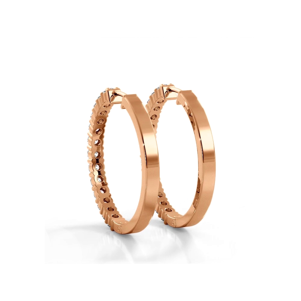 1.0 ct. Classic Round Diamond Hoop Earrings - 14K Rose Gold - H-I Color I1-I2 Clarity