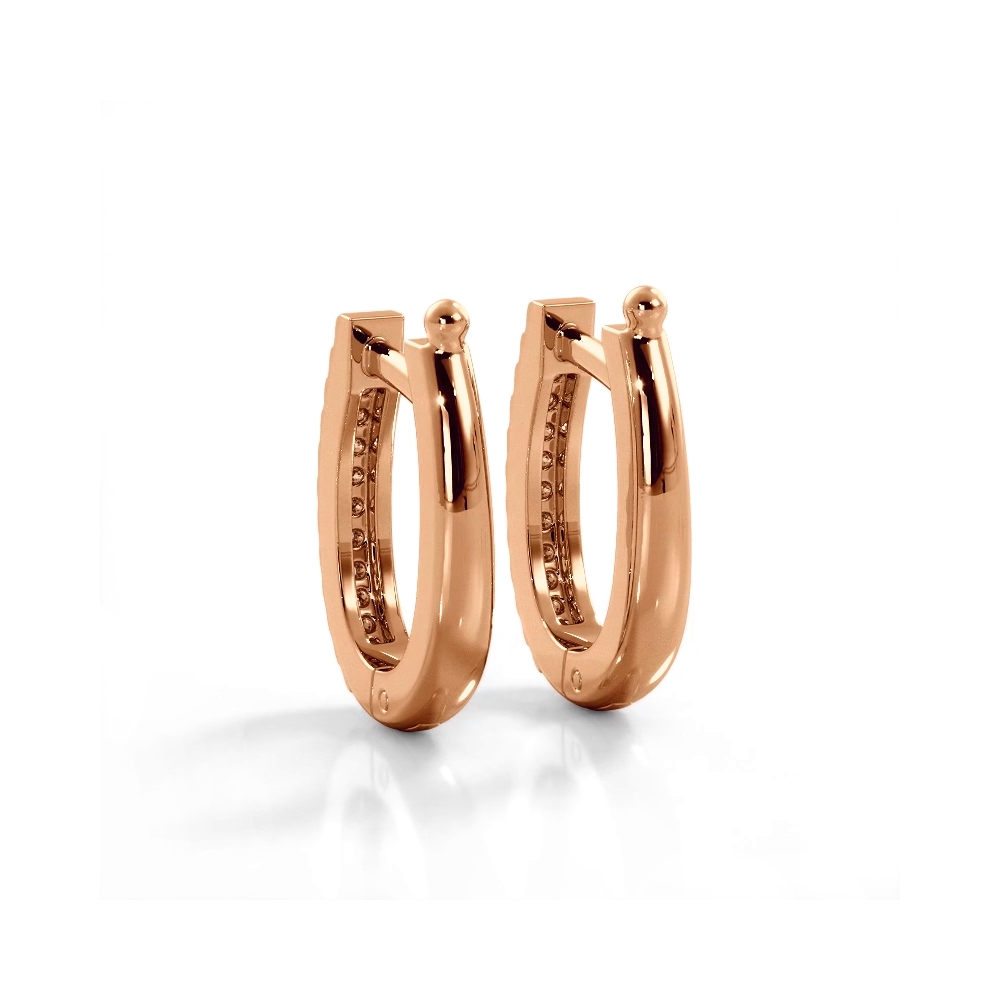 0.75 ctw. Classic Round Diamond Oval Hoop Earrings - 14K Rose Gold - H-I Color I1-I2 Clarity