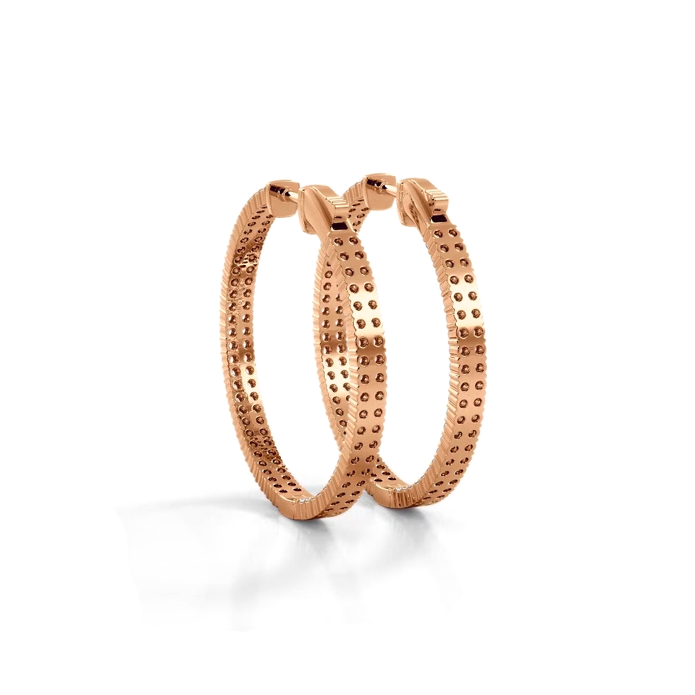 2.0 ctw. Double Row Inside Out Diamond Hoop Earrings Classic Shared Prong - 14K Rose Gold - H-I Color I1-I2 Clarity