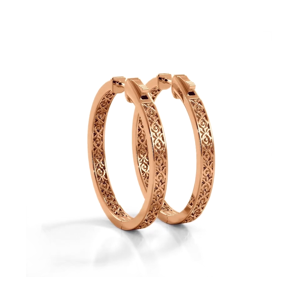 1.32 ctw. Round Diamond Medium Hoop Earrings - 14K Rose Gold - H-I Color I1-I2 Clarity