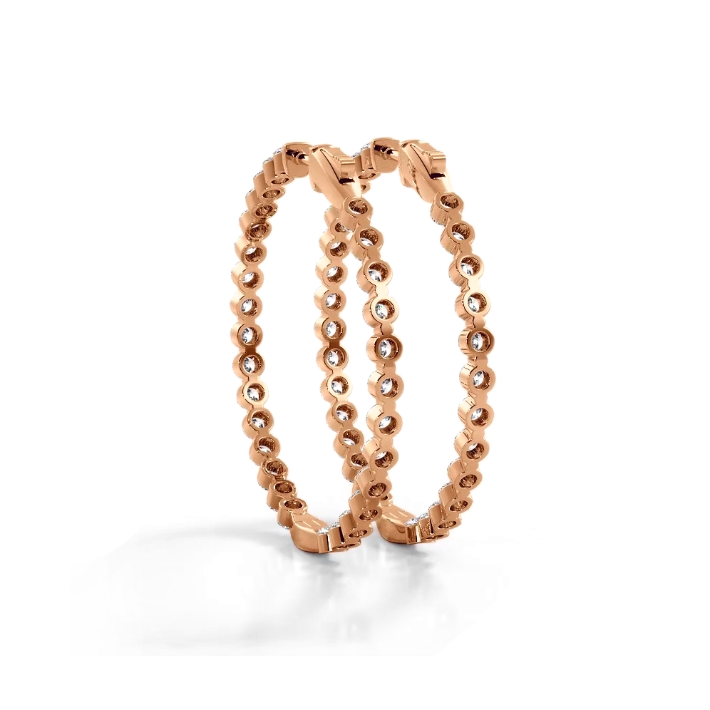 2.5 ct. Floating Diamond Large Hoop Earrings - 14K Rose Gold - H-I Color I1-I2 Clarity