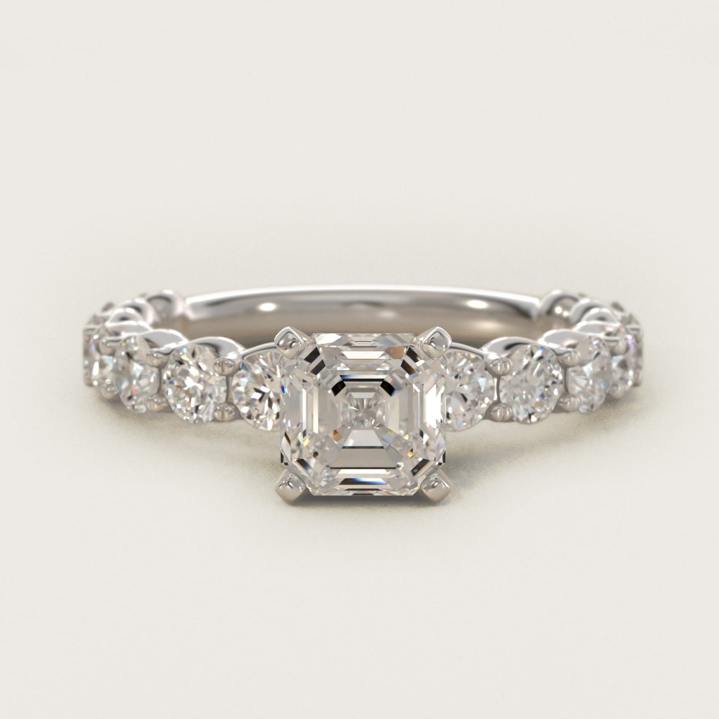 Selene Diamond Engagement Ring in 18k White Gold (1 1/3 ct. tw.) - Asscher Center