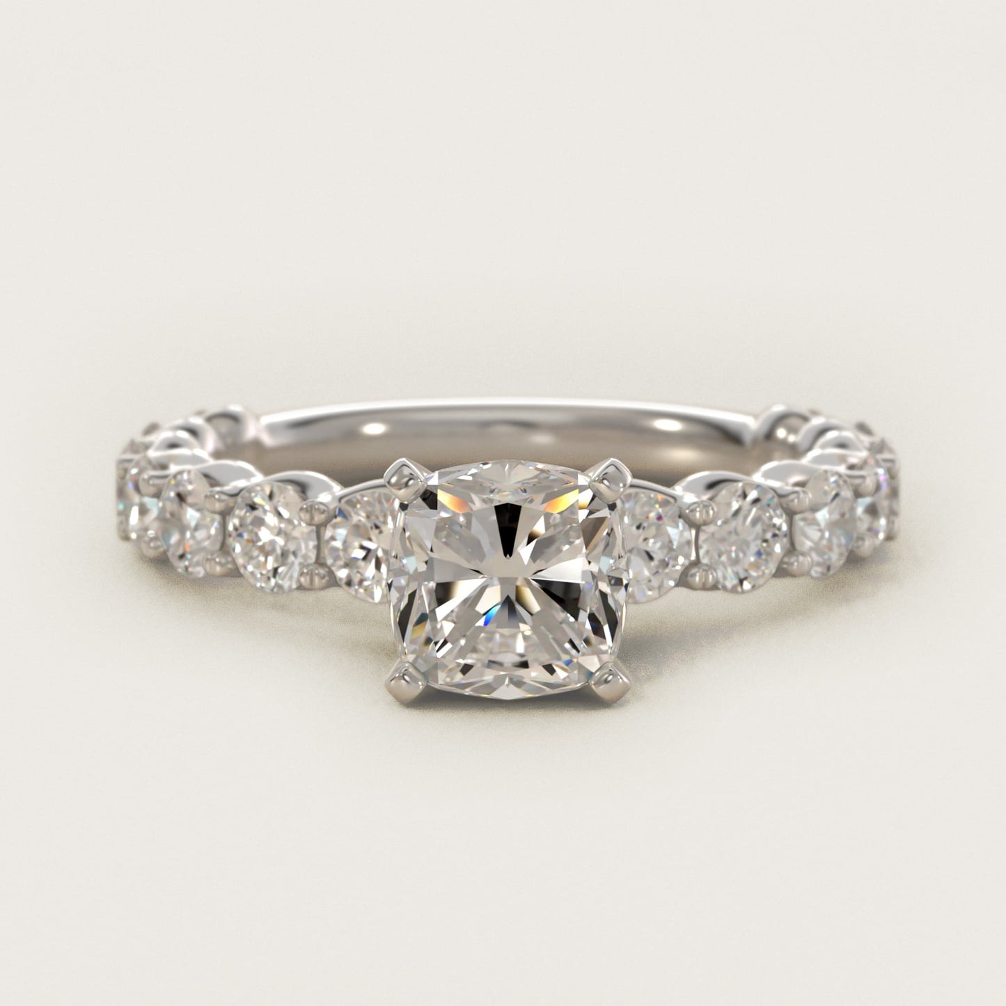 Selene Diamond Engagement Ring in Platinum (1 1/3 ct. tw.) - Cushion Center