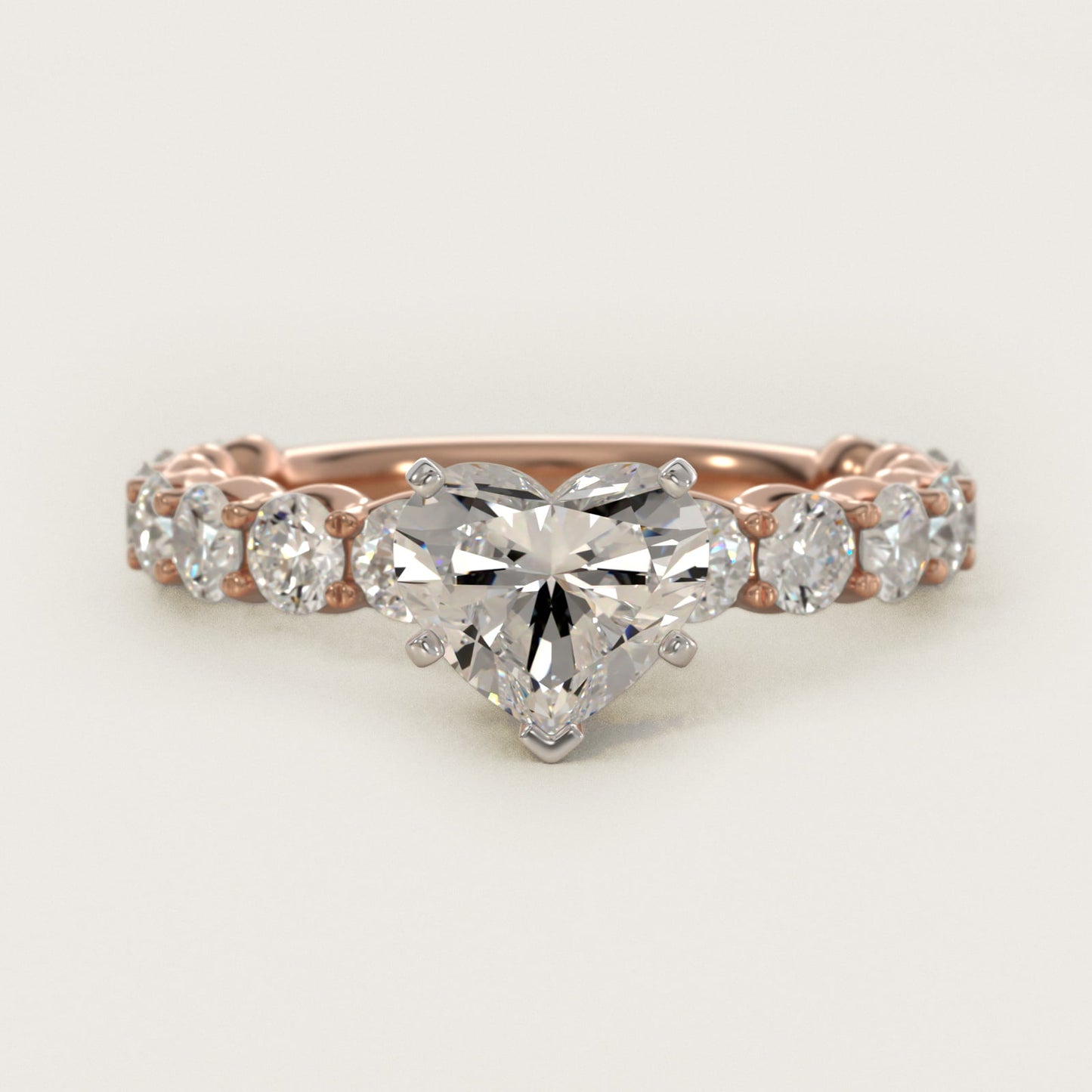 Selene Diamond Engagement Ring in 18k Rose Gold (1 1/3 ct. tw.) - Heart Center