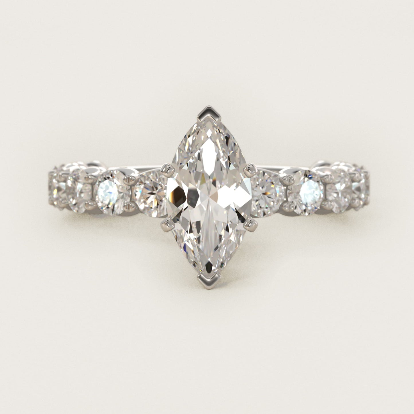 Selene Diamond Engagement Ring in Platinum (1 1/3 ct. tw.) - Marquise Center