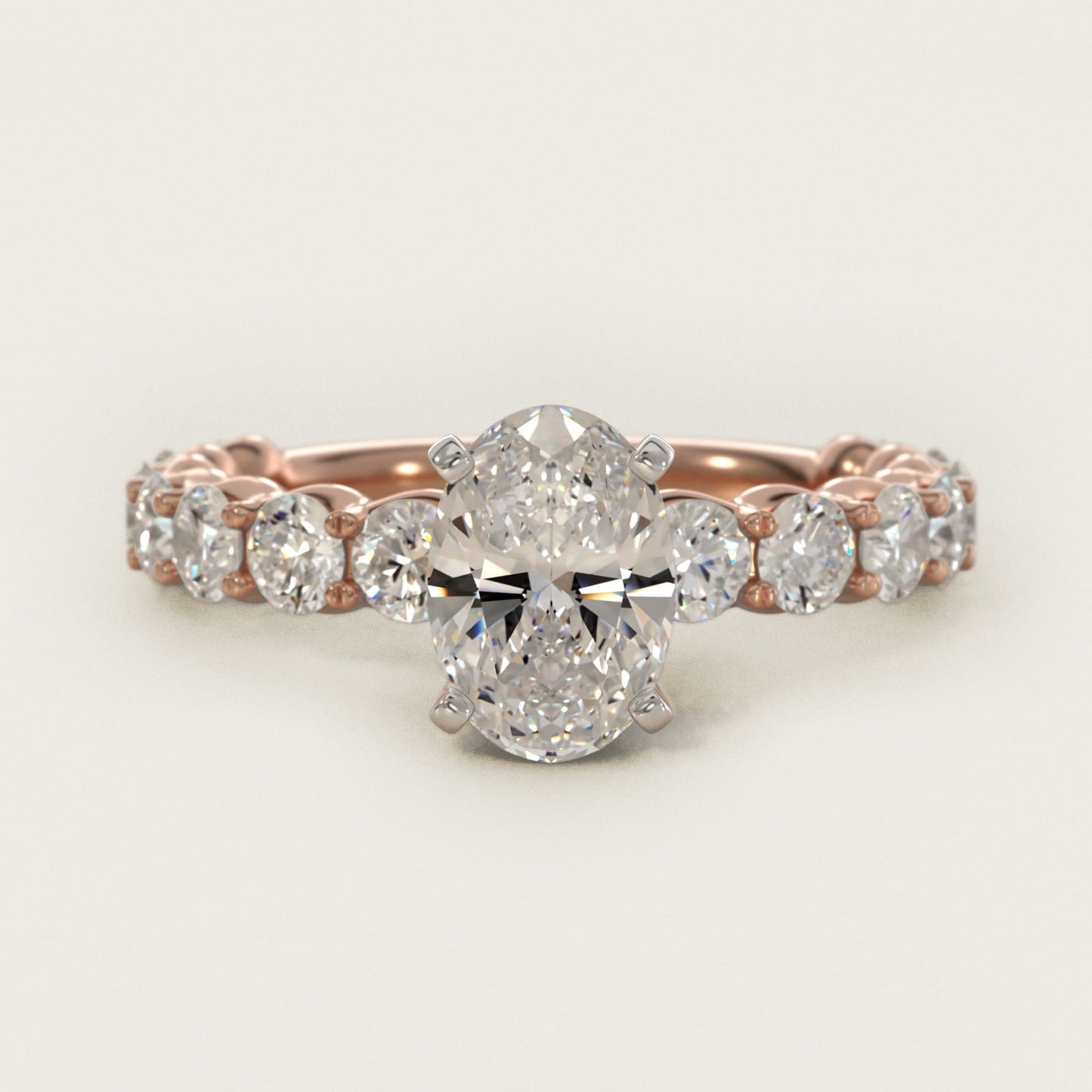 Selene Diamond Engagement Ring in 18k Rose Gold (1 1/3 ct. tw.) - Oval Center