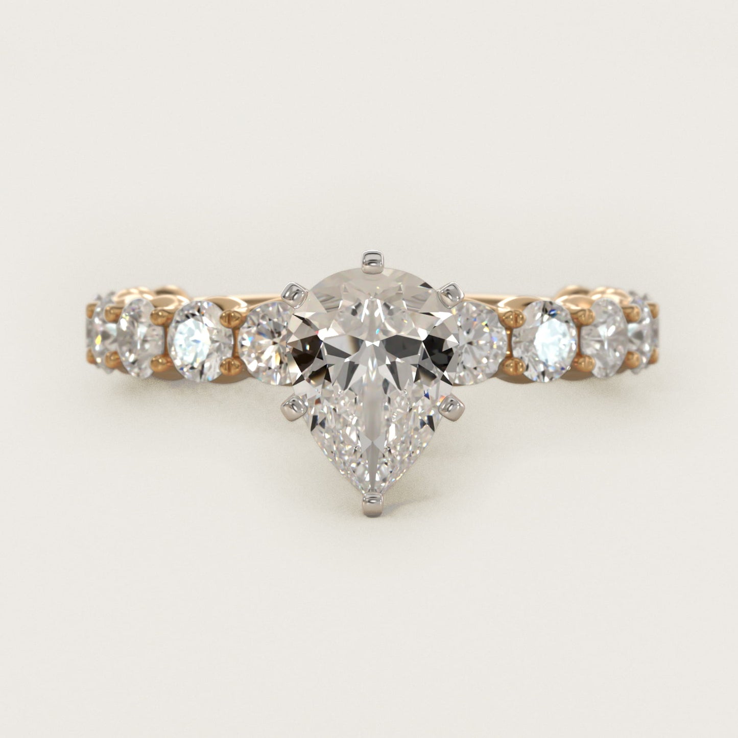 Selene Diamond Engagement Ring in 18k Yellow Gold (1 1/3 ct. tw.) - Pear Center
