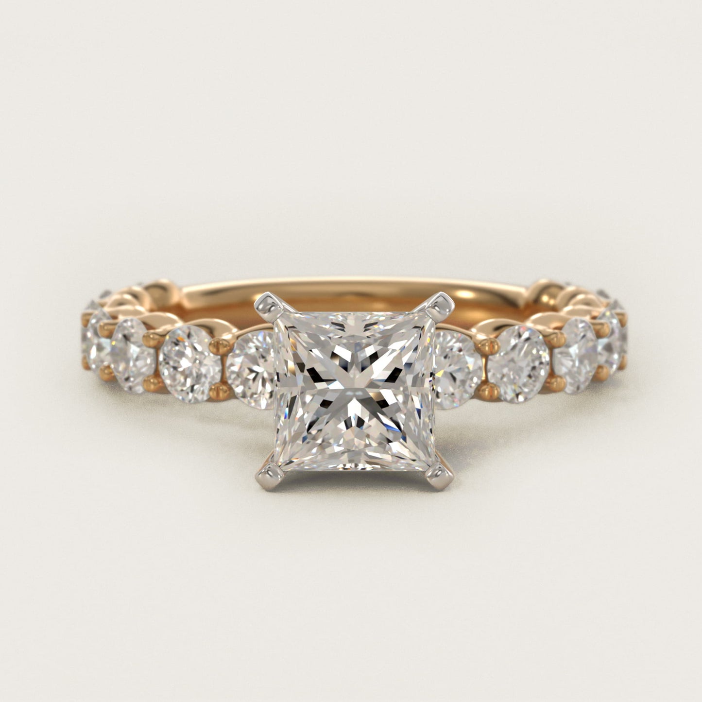 Selene Diamond Engagement Ring in 14k Yellow Gold (1 1/3 ct. tw.) - Princess Center