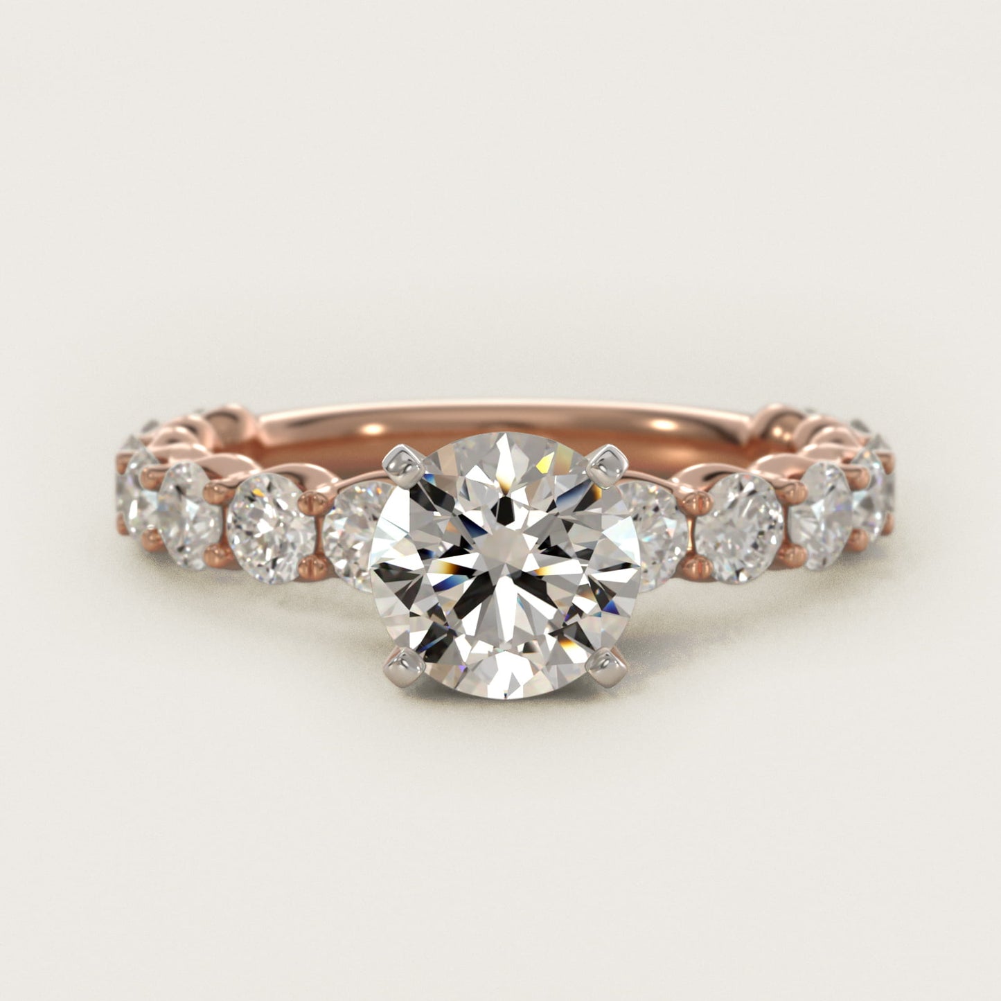 Selene Diamond Engagement Ring in 18k Rose Gold (1 1/3 ct. tw.) - Round Center