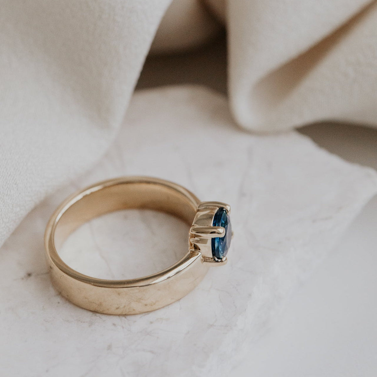 The Sezanne Round Blue Montana Sapphire Ring