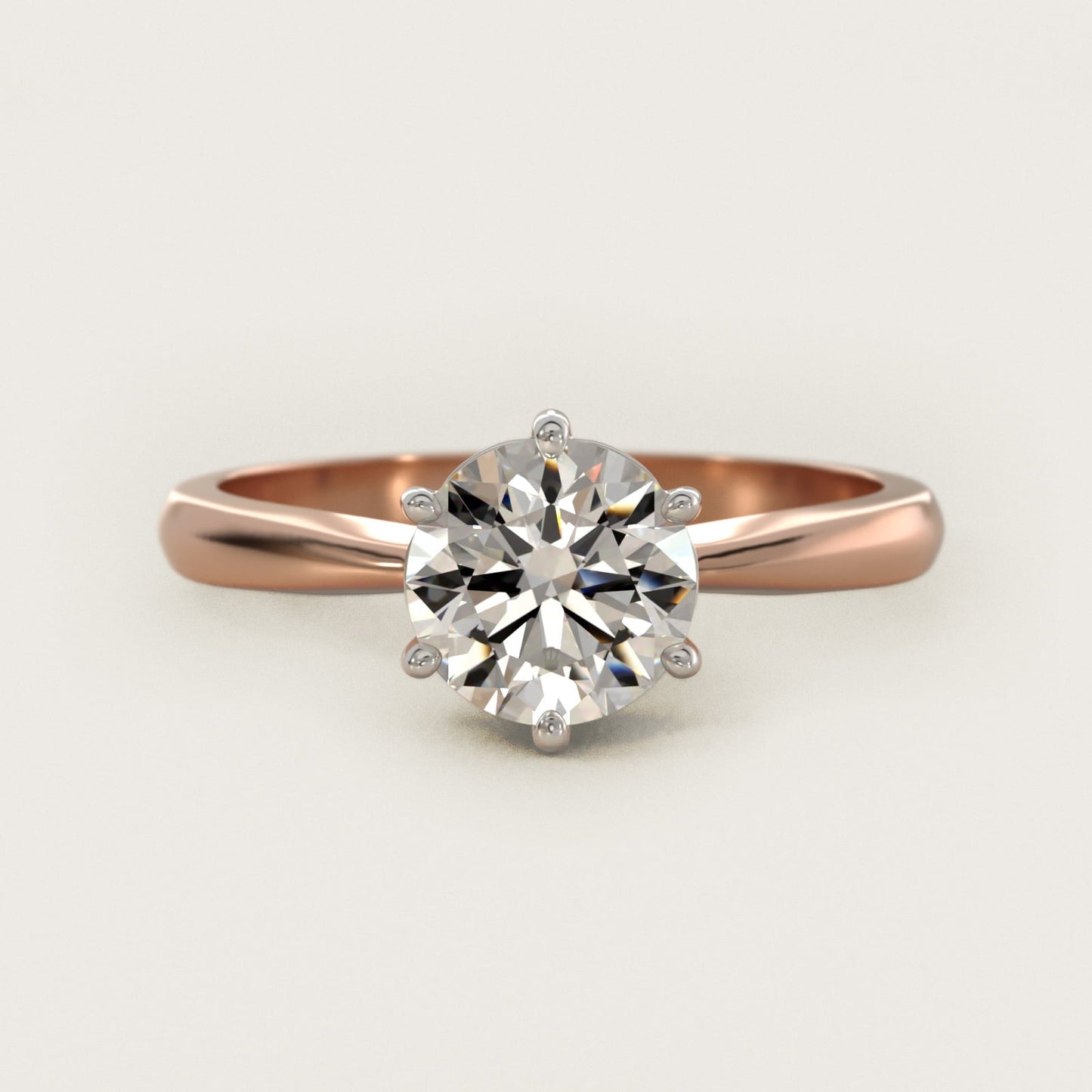 Six Prong Solitaire Engagement Ring With Wire Basket In 18k Rose Gold By James Allen - Round Center
