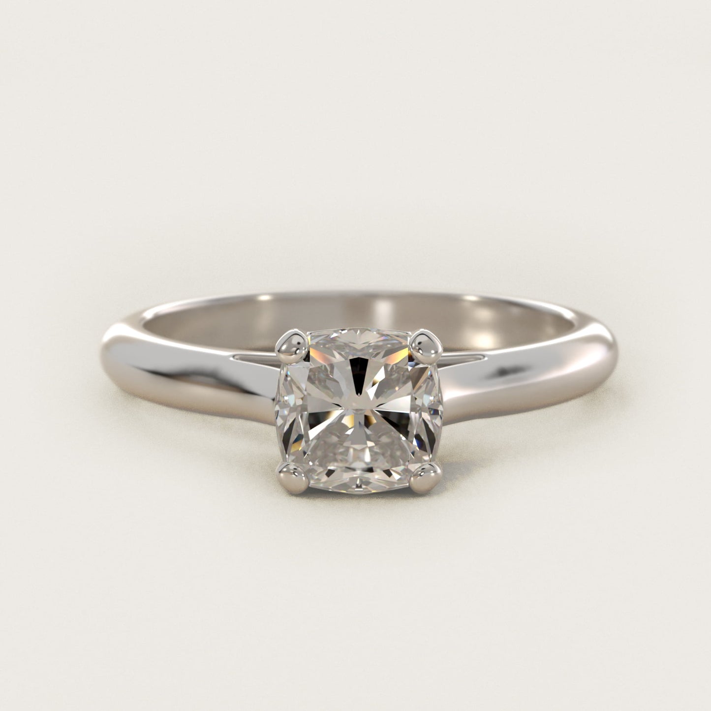 Sleek Solitaire Engagement Ring In Platinum By James Allen - Cushion Center