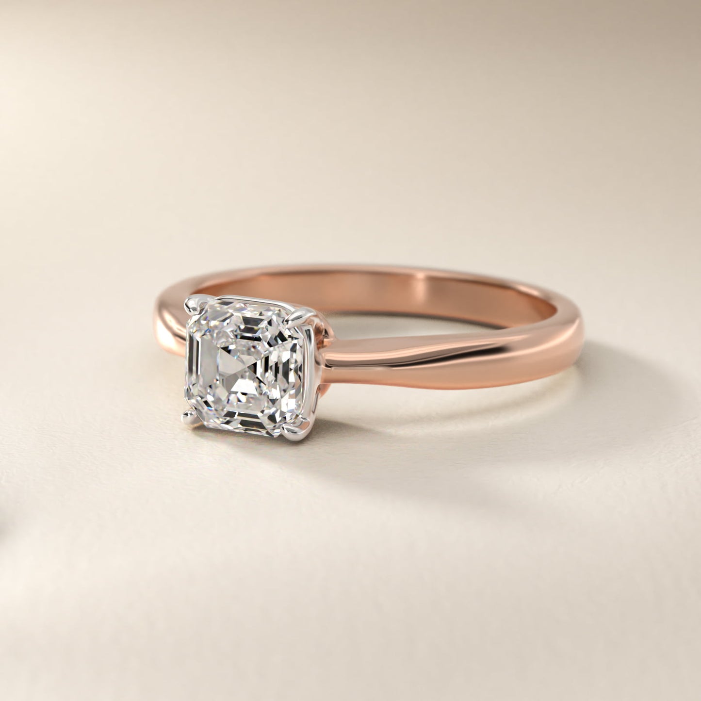 Solitaire Engagement Ring With Wire Basket In 18k Rose Gold By James Allen - Asscher Center