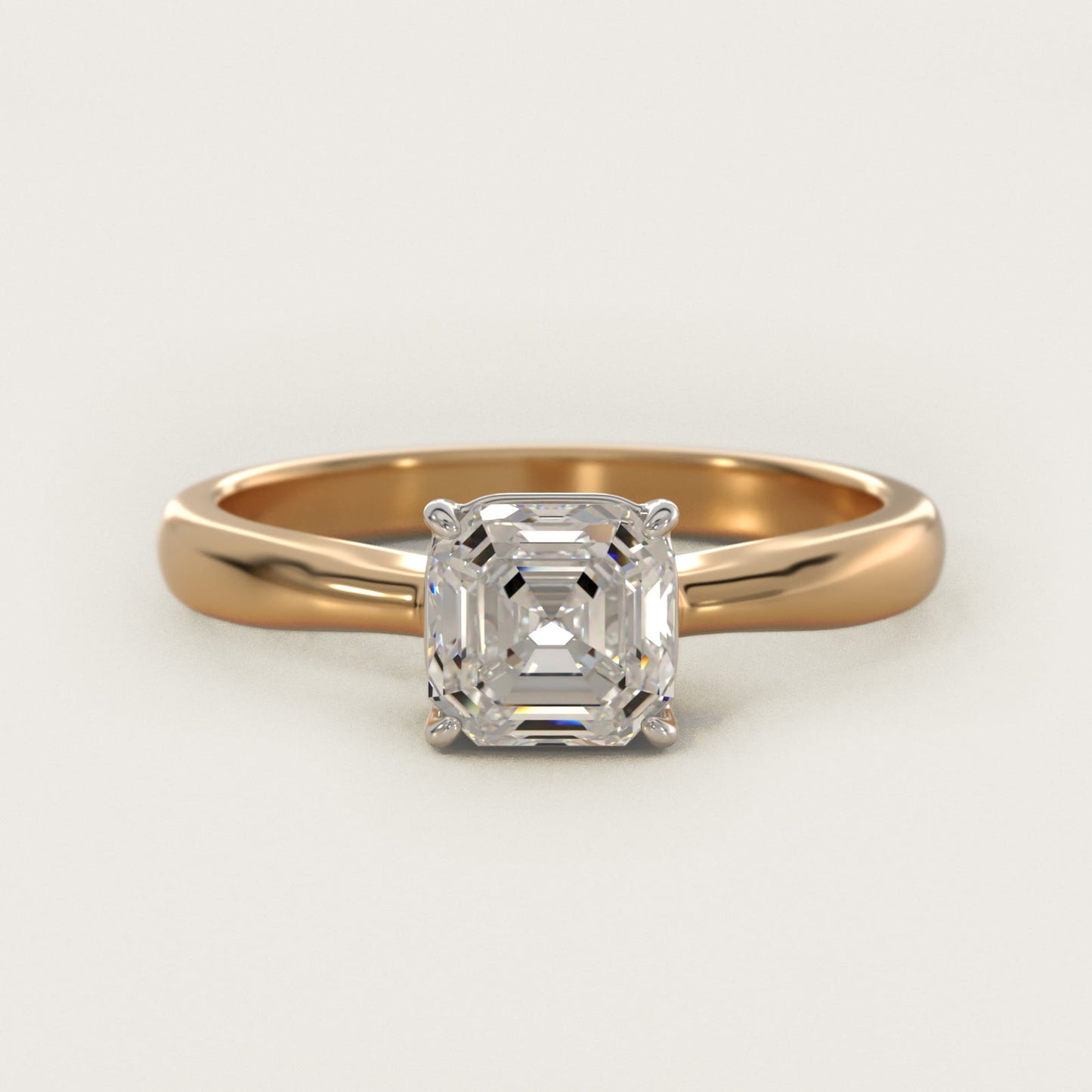 Solitaire Engagement Ring With Wire Basket In 18k Yellow Gold By James Allen - Asscher Center