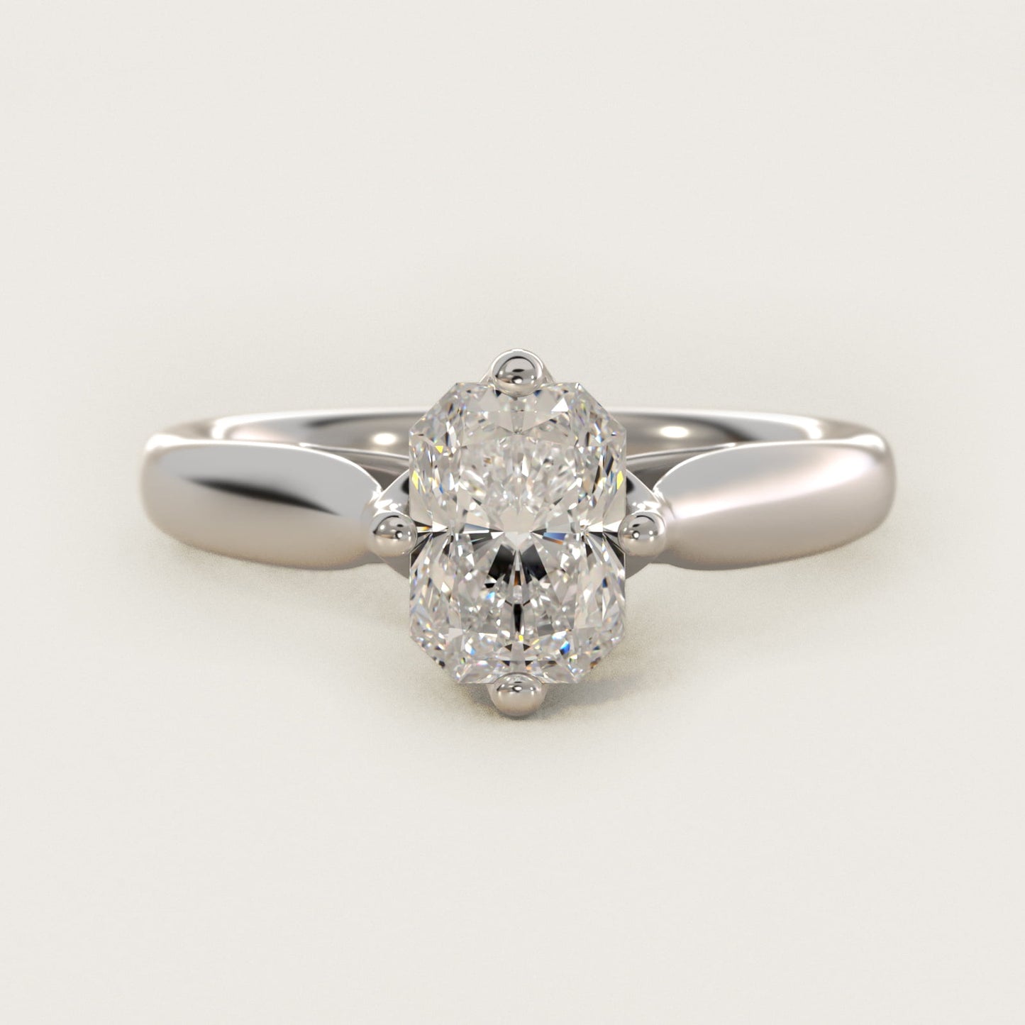 Solitaire Compass Set Engagement Ring in 18k White Gold - Radiant Center