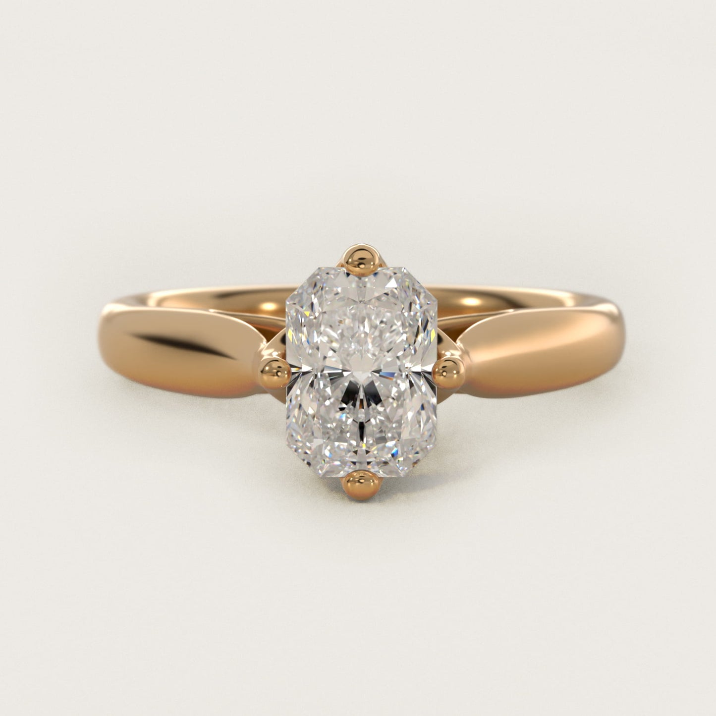 Solitaire Compass Set Engagement Ring in 14k Yellow Gold - Radiant Center