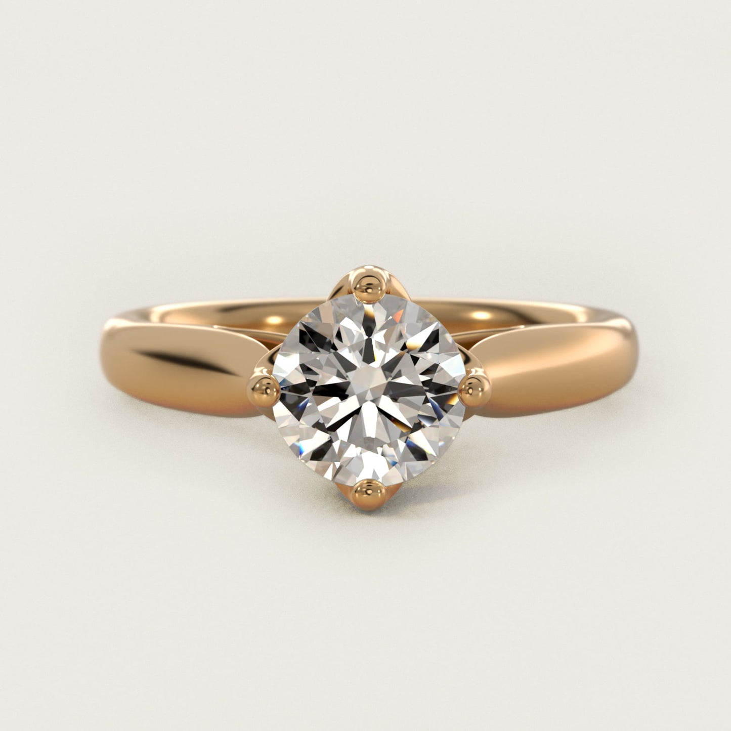 Solitaire Compass Set Engagement Ring in 18k Yellow Gold - Round Center