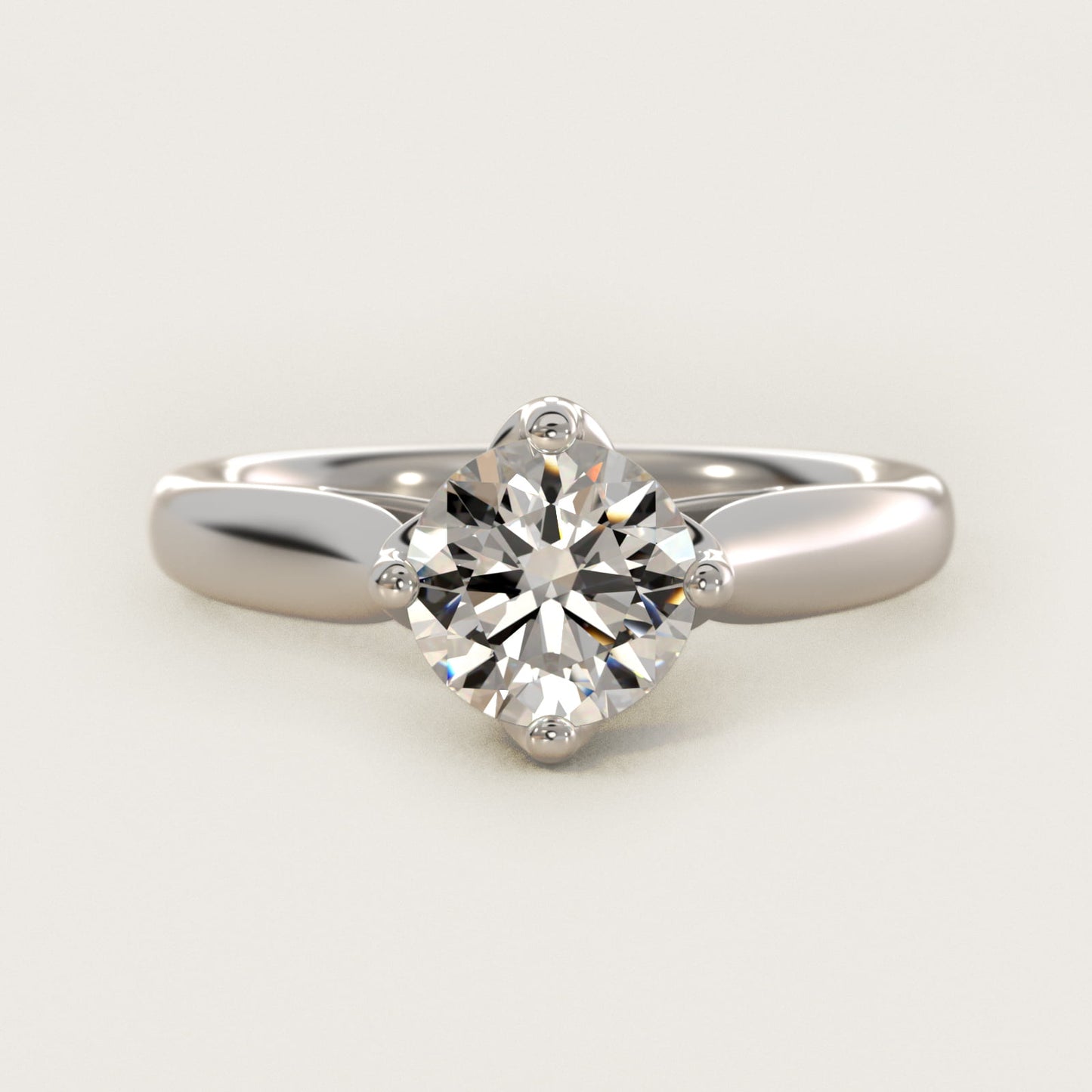 Solitaire Compass Set Engagement Ring in Platinum - Round Center