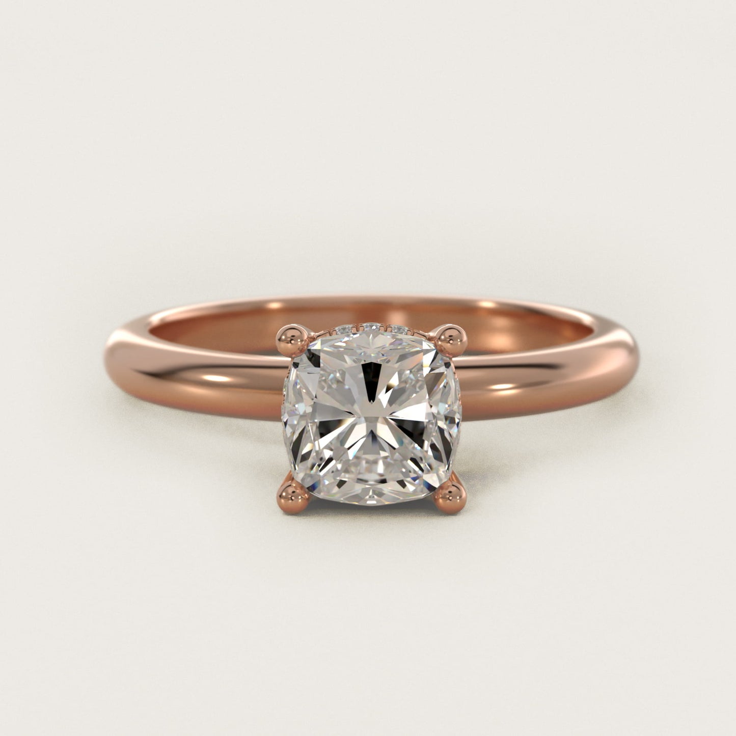 Solitaire Engagement Ring With PavŽ Basket In 14K Rose Gold By James Allen - Cushion Center