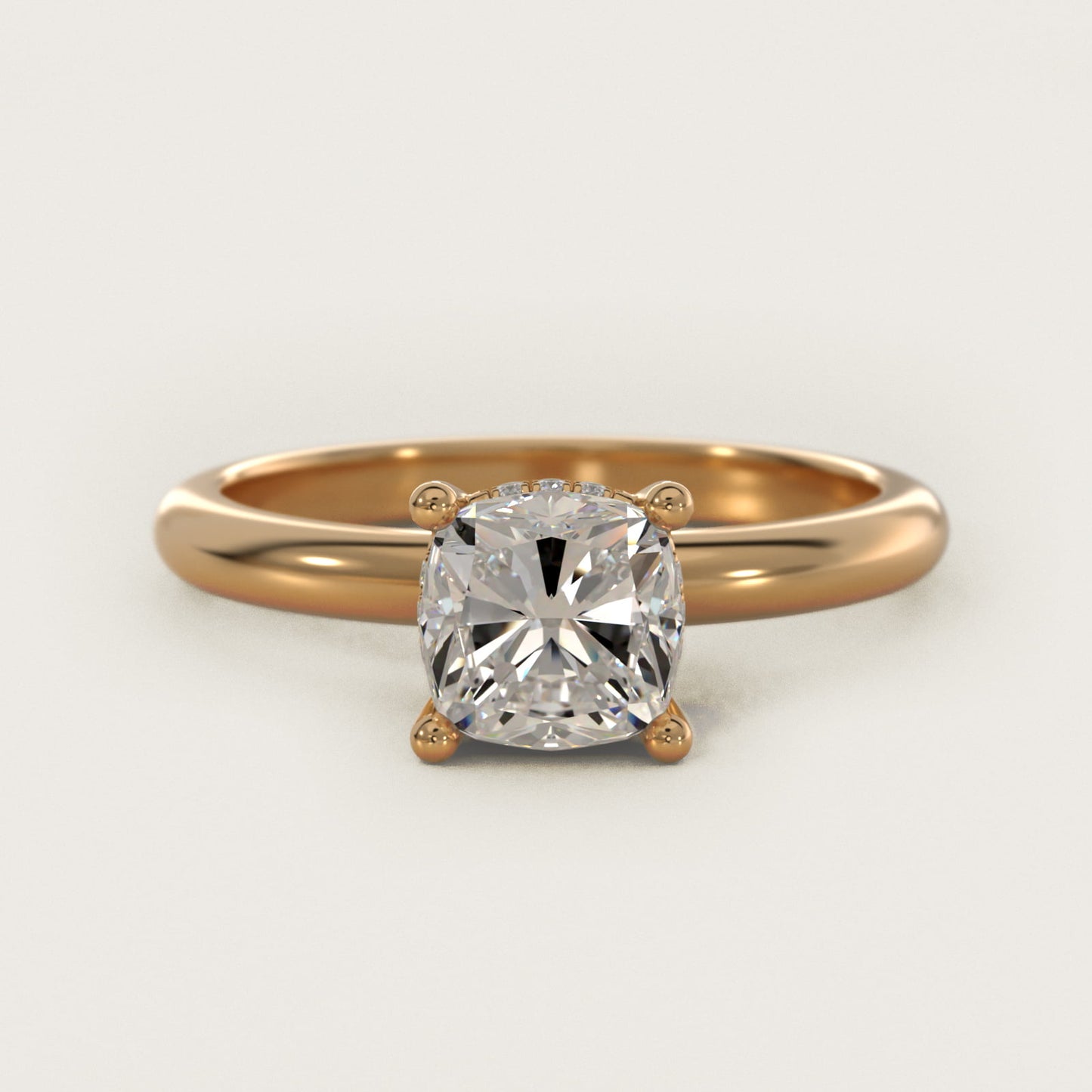 Solitaire Engagement Ring With PavŽ Basket In 18k Yellow Gold By James Allen - Cushion Center