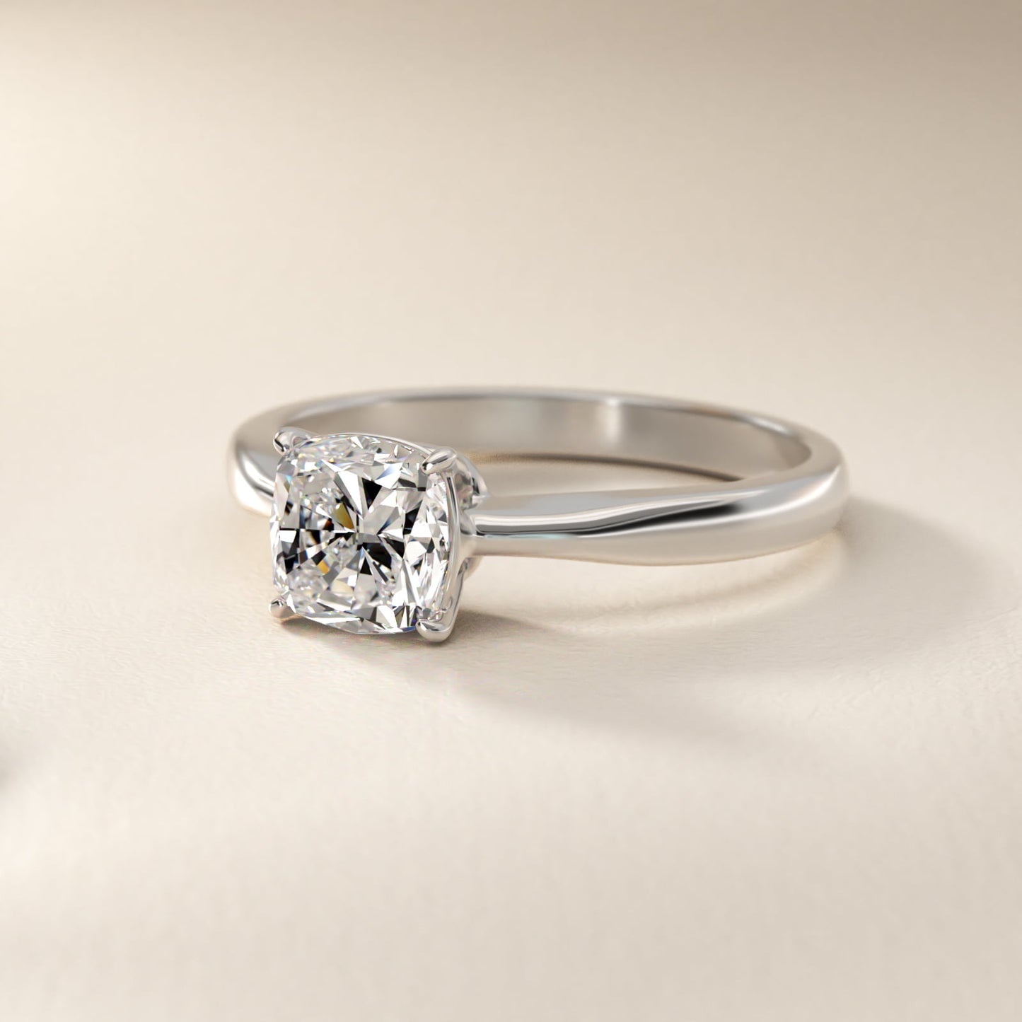 Solitaire Engagement Ring With Wire Basket In Platinum By James Allen - Cushion Center
