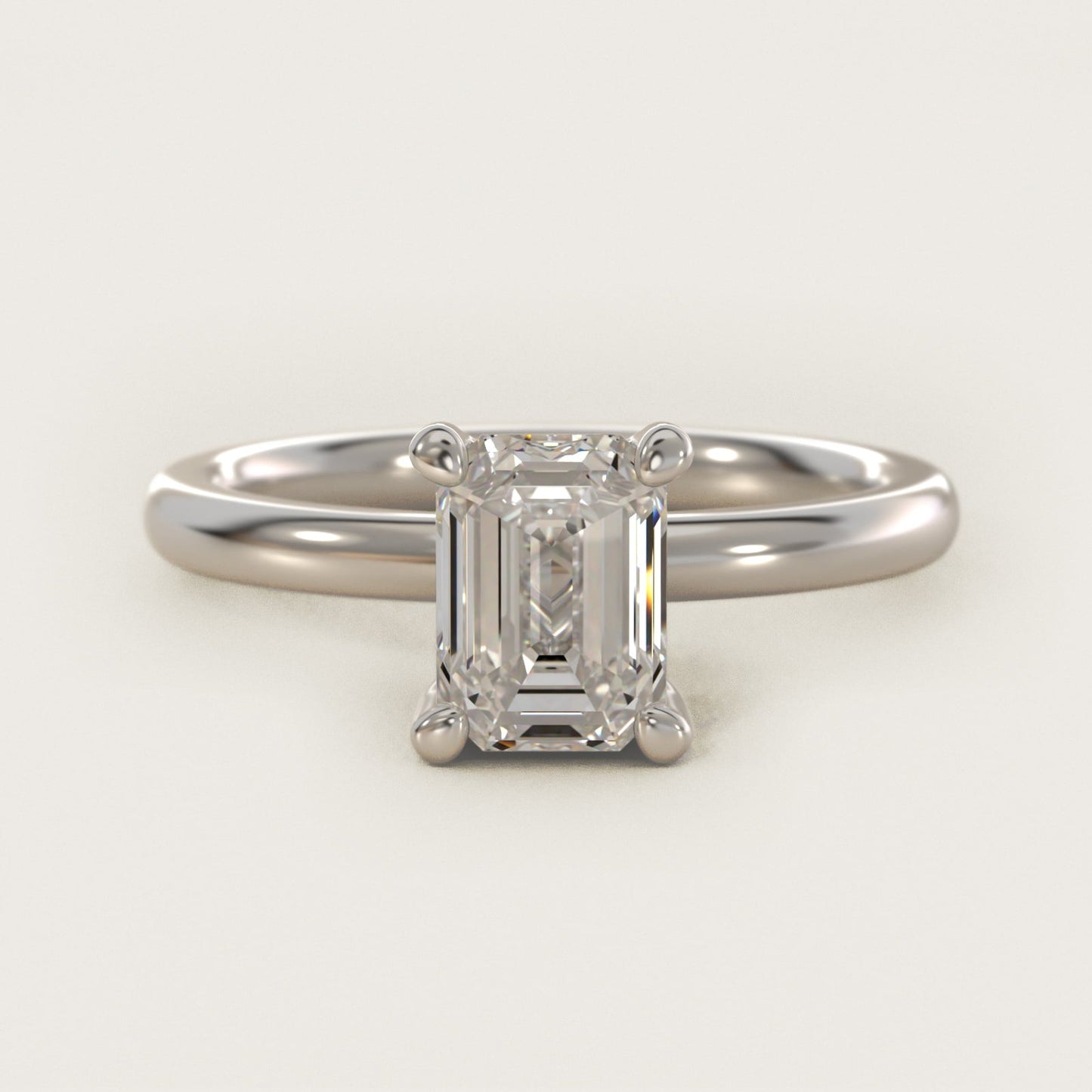 Solitaire Plus Hidden Halo Diamond Engagement Ring in Platinum - Emerald Center