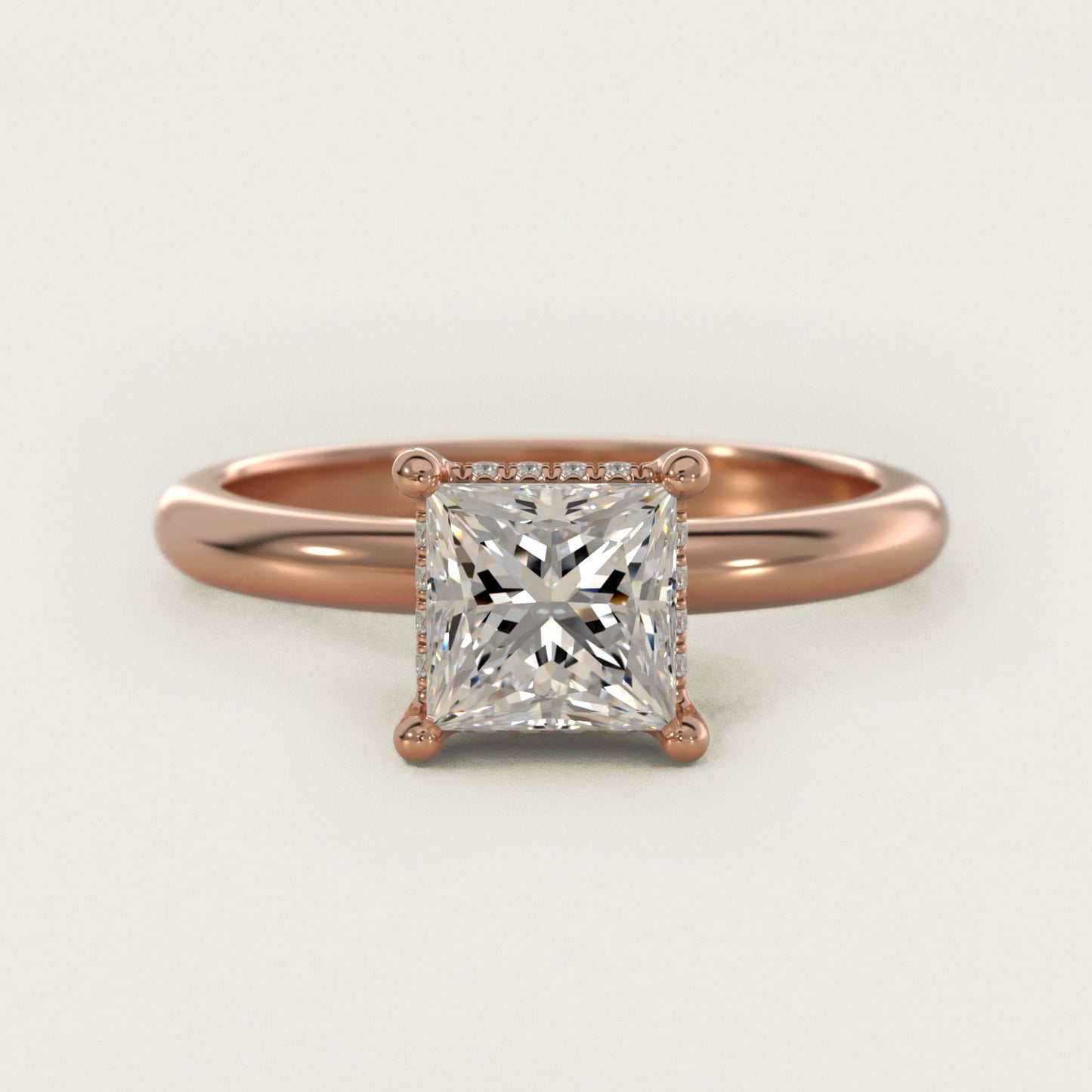 Solitaire Engagement Ring With PavŽ Basket In 14K Rose Gold By James Allen - Princess Center
