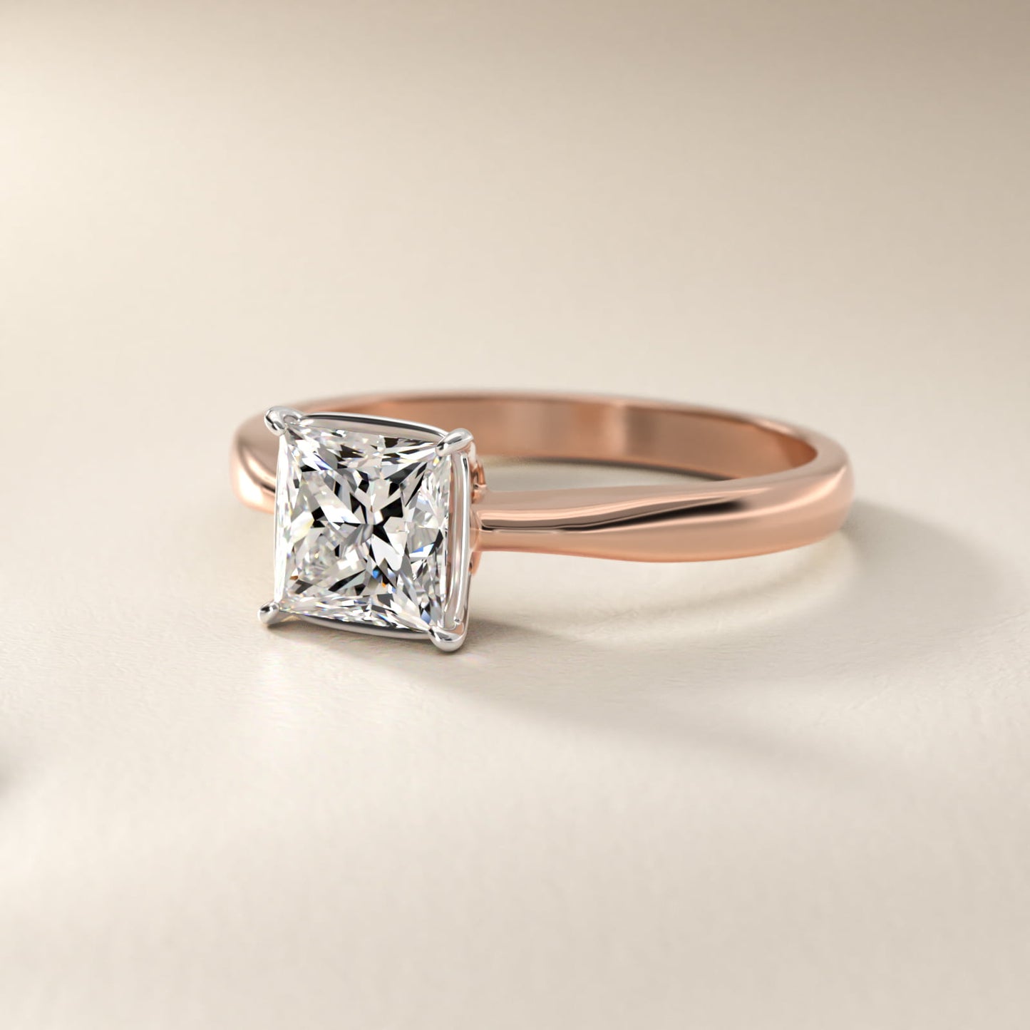 Solitaire Engagement Ring With Wire Basket In 18k Rose Gold By James Allen - Princess Center