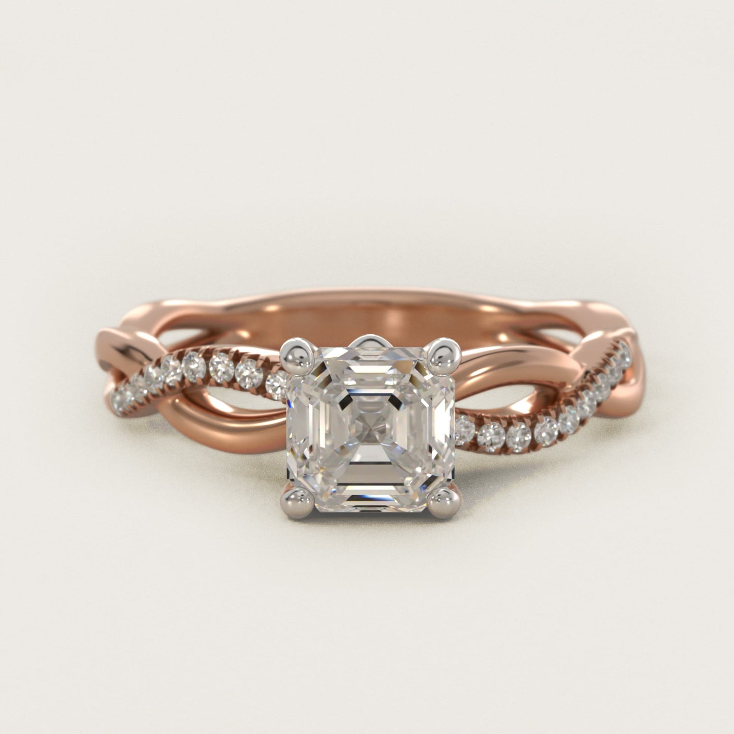 Solo Infinity Diamond PavŽ Engagement Ring In 14K Rose Gold By James Allen - Asscher Center