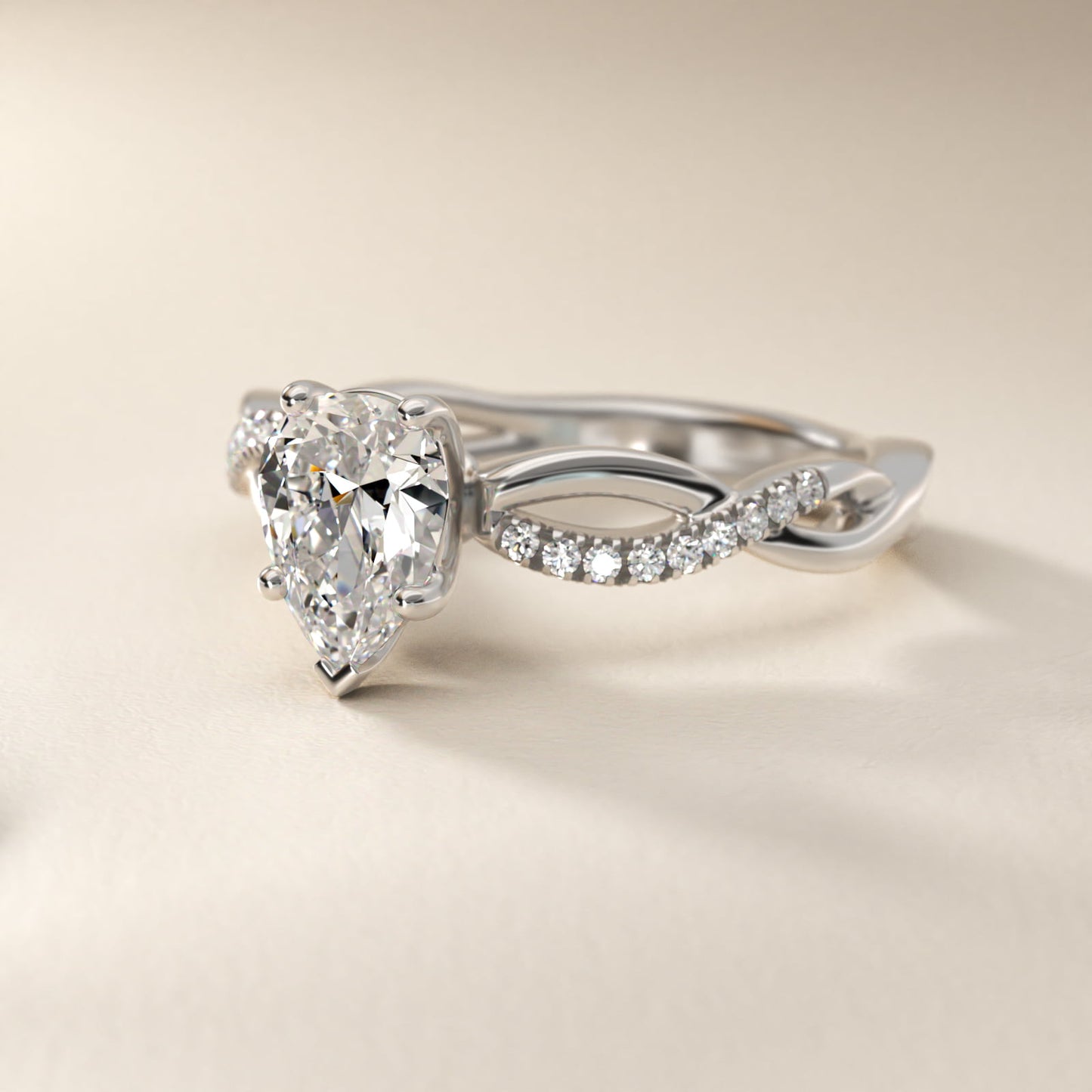 Solo Infinity Diamond PavŽ Engagement Ring In 14K White Gold By James Allen - Pear Center