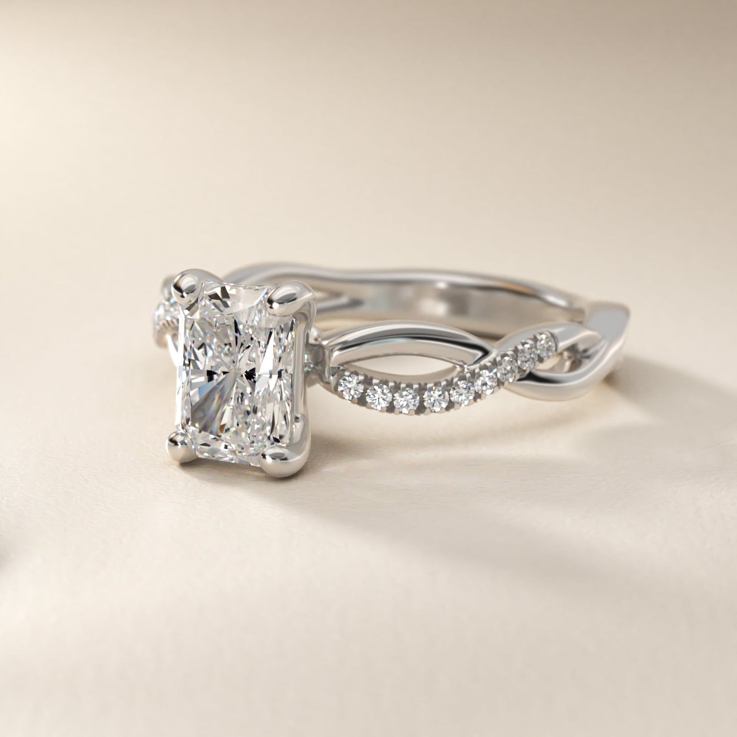 Solo Infinity Diamond PavŽ Engagement Ring In 18k White Gold By James Allen - Radiant Center