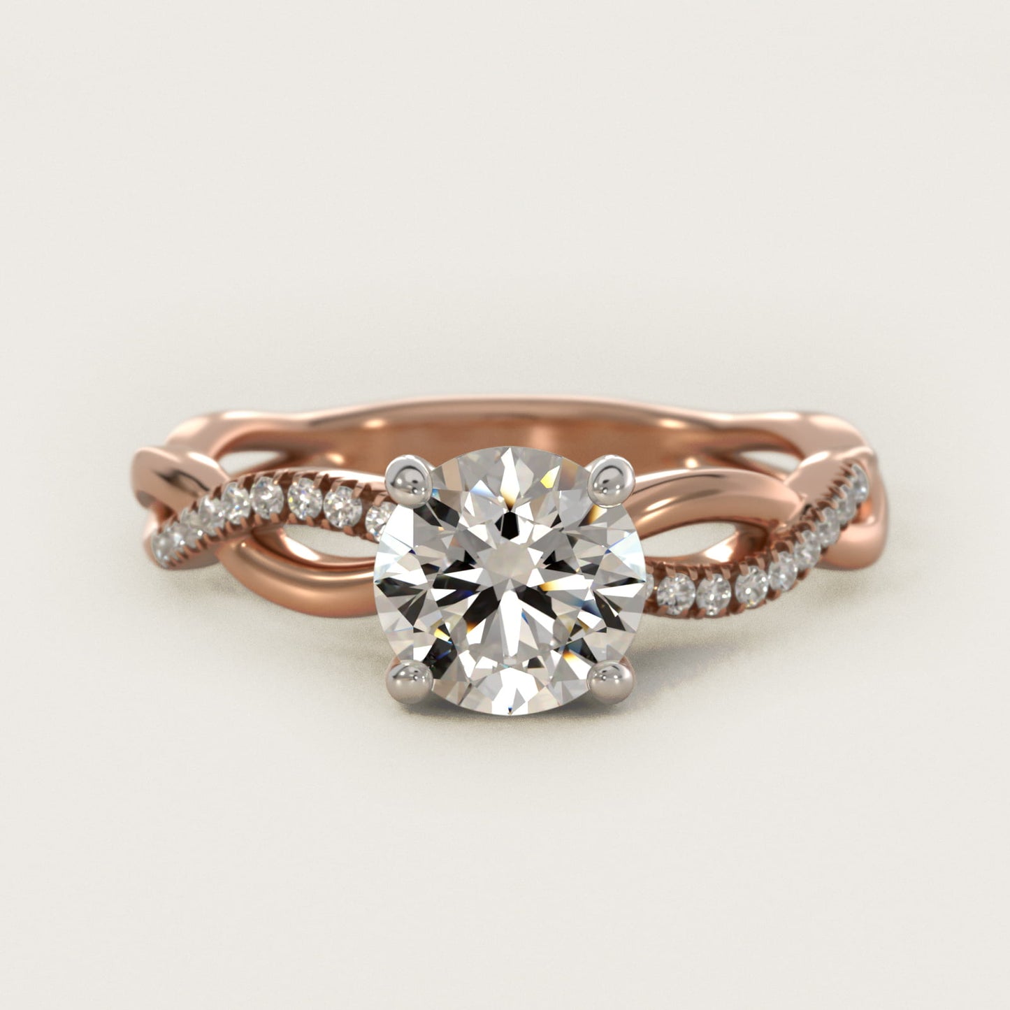 Solo Infinity Diamond PavŽ Engagement Ring In 14K Rose Gold By James Allen - Round Center