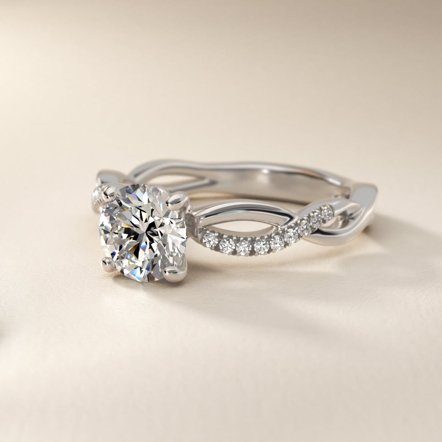 Solo Infinity Diamond PavŽ Engagement Ring In 14K White Gold By James Allen - Round Center