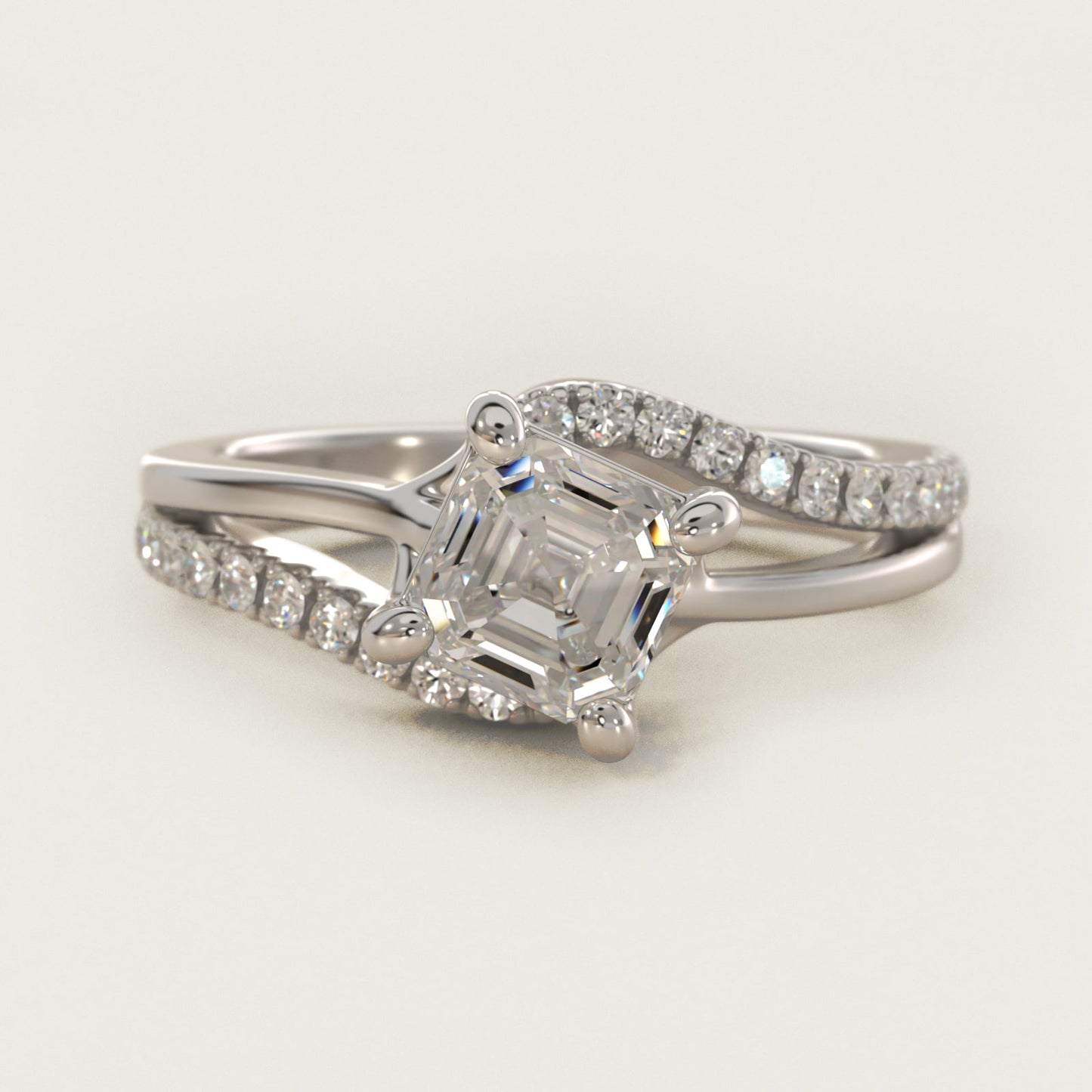 Spiral PavŽ Engagement Ring in 14k White Gold (1/5 ct. tw.) - Asscher Center