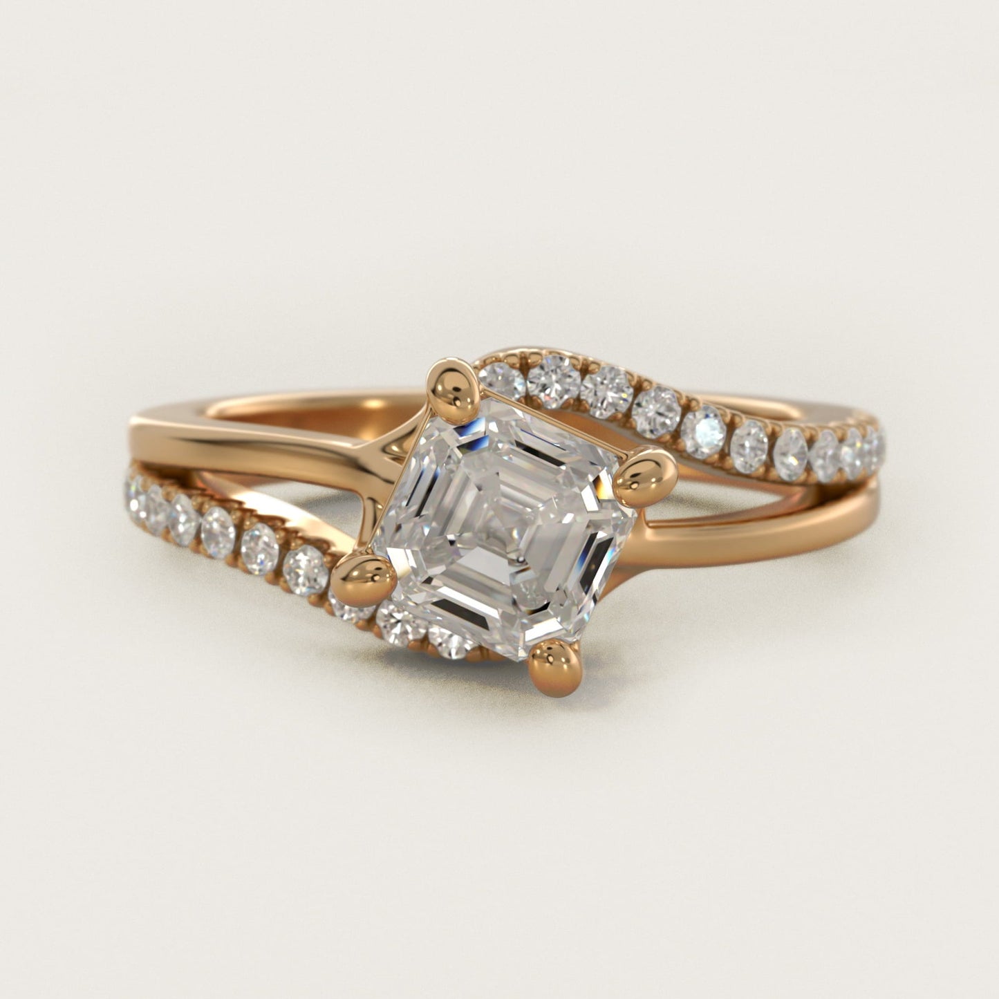 Spiral Pav? Engagement Ring in 18k Yellow Gold (1/5 ct. tw.) - Asscher Center