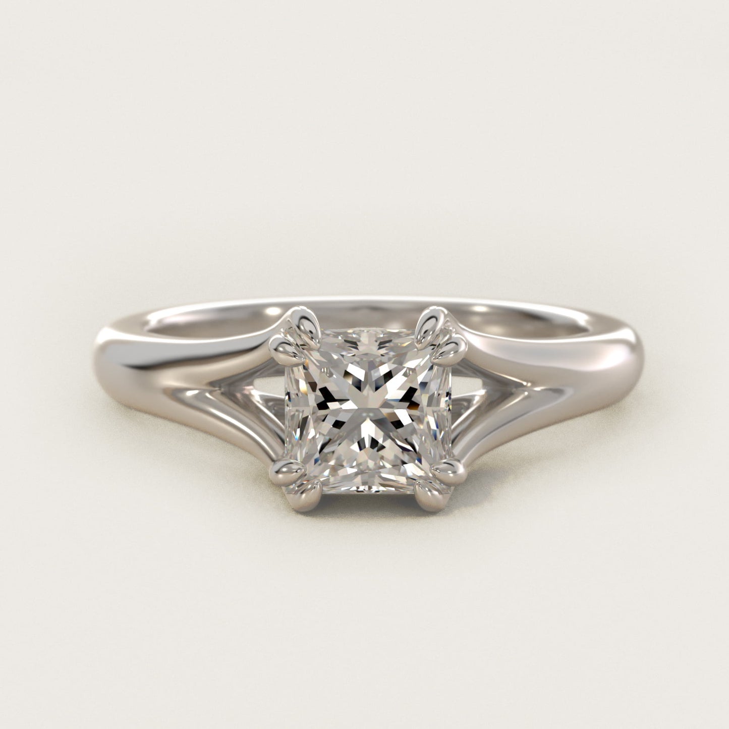 Split Shank Double Claw Solitaire Engagement Ring In Platinum By James Allen - Princess Center