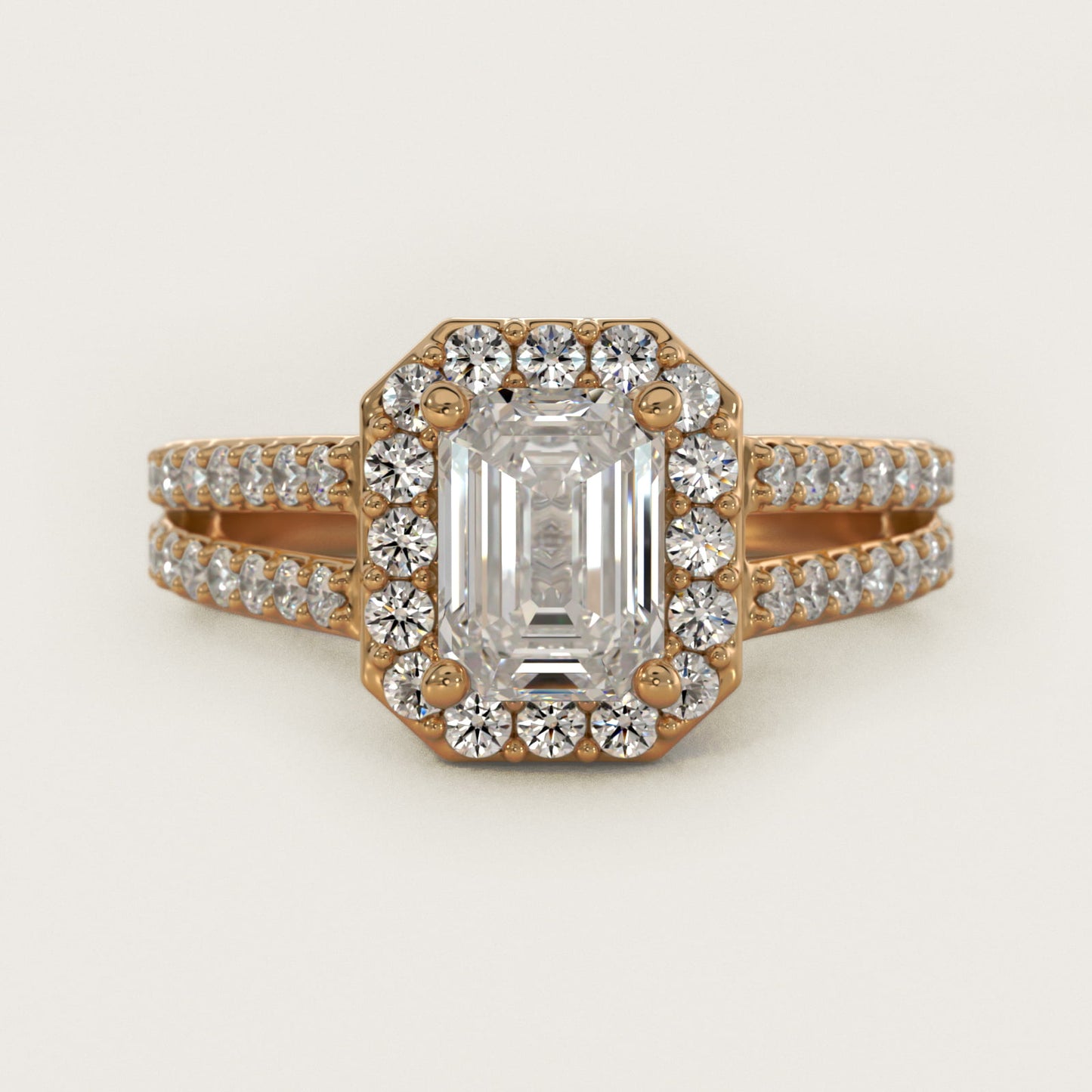 Split Shank Halo Diamond Engagement Ring in 14K Yellow Gold (3/8 ct. tw.) - Emerald Center