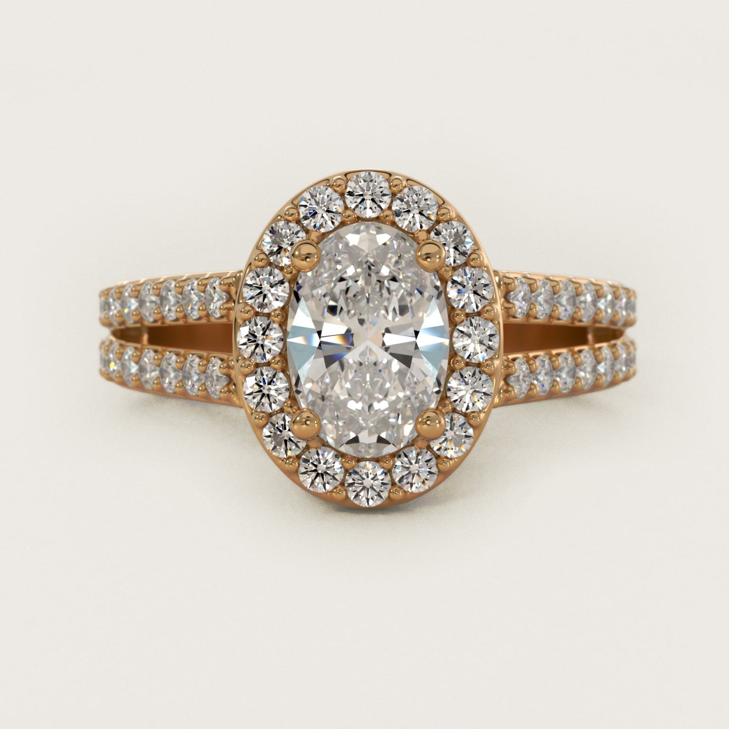 Split Shank Halo Diamond Engagement Ring in 14K Yellow Gold (3/8 ct. tw.) - Oval Center