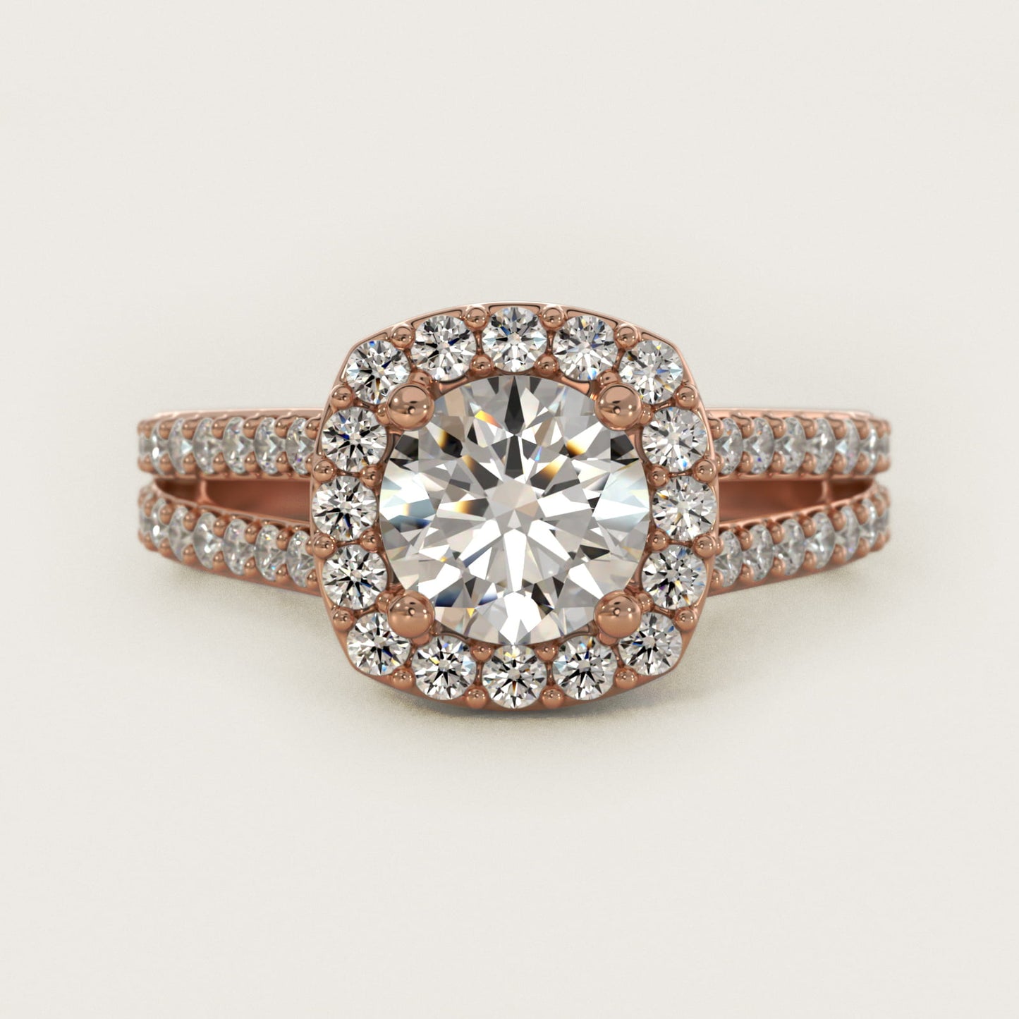 Split Shank Halo Diamond Engagement Ring in 18k Rose Gold (3/8 ct. tw.) - Round Center