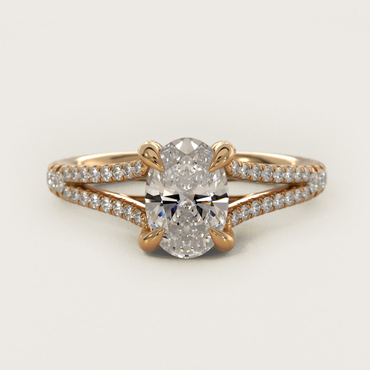 Split-Shank Diamond Engagement Ring in 18k Yellow Gold - Oval Center