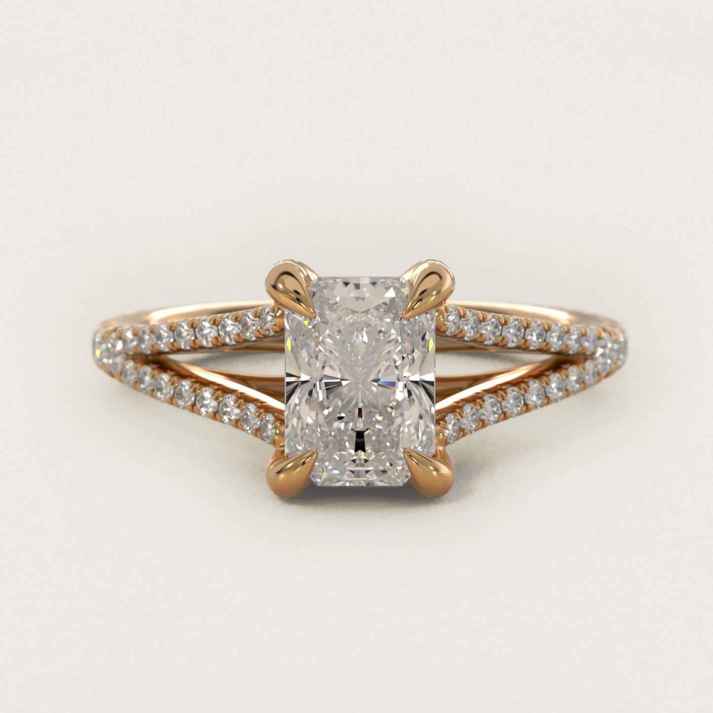 Split-Shank Diamond Engagement Ring in 18k Yellow Gold - Radiant Center