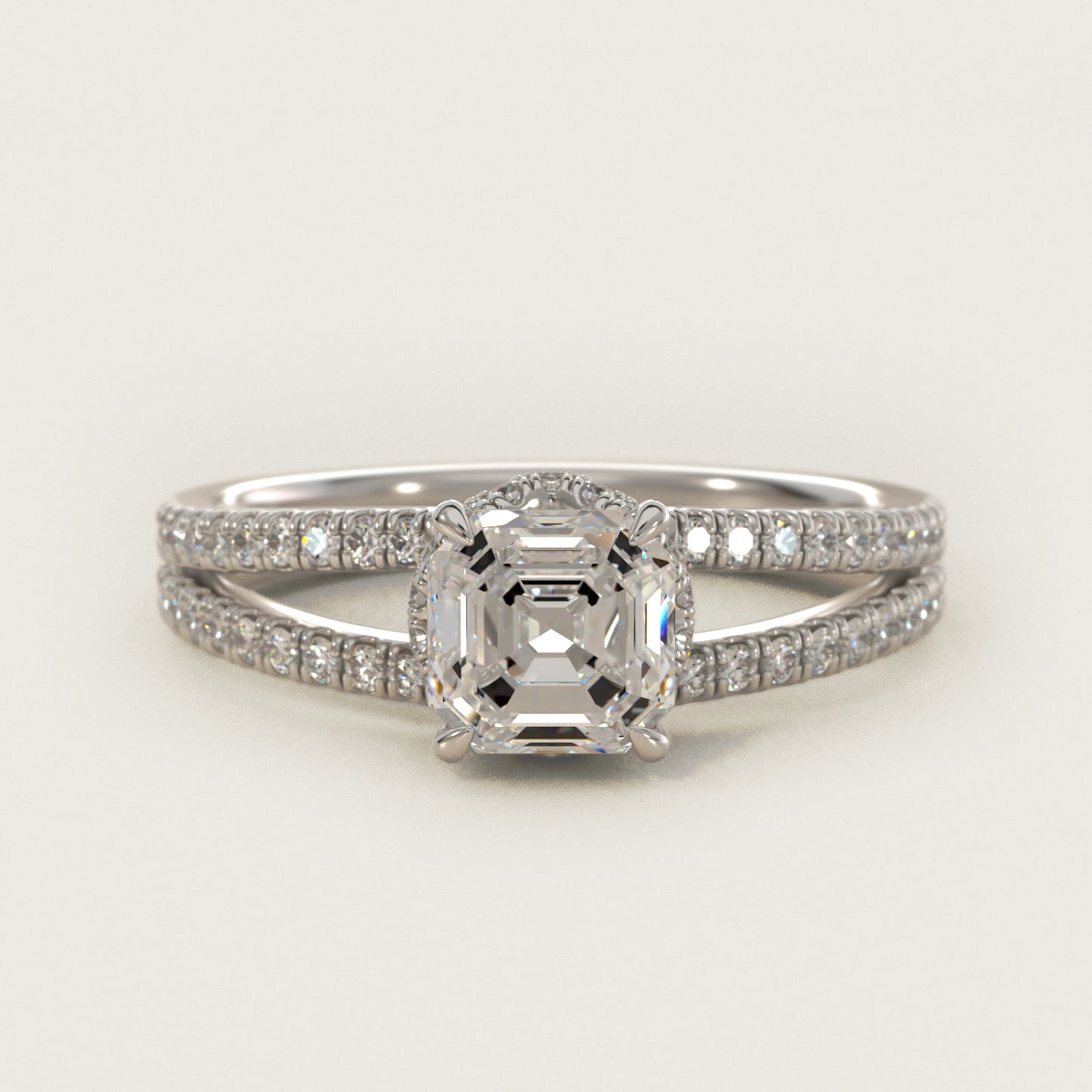 Split Shank Ribbon Diamond PavŽ Engagement Ring In Platinum By James Allen - Asscher Center