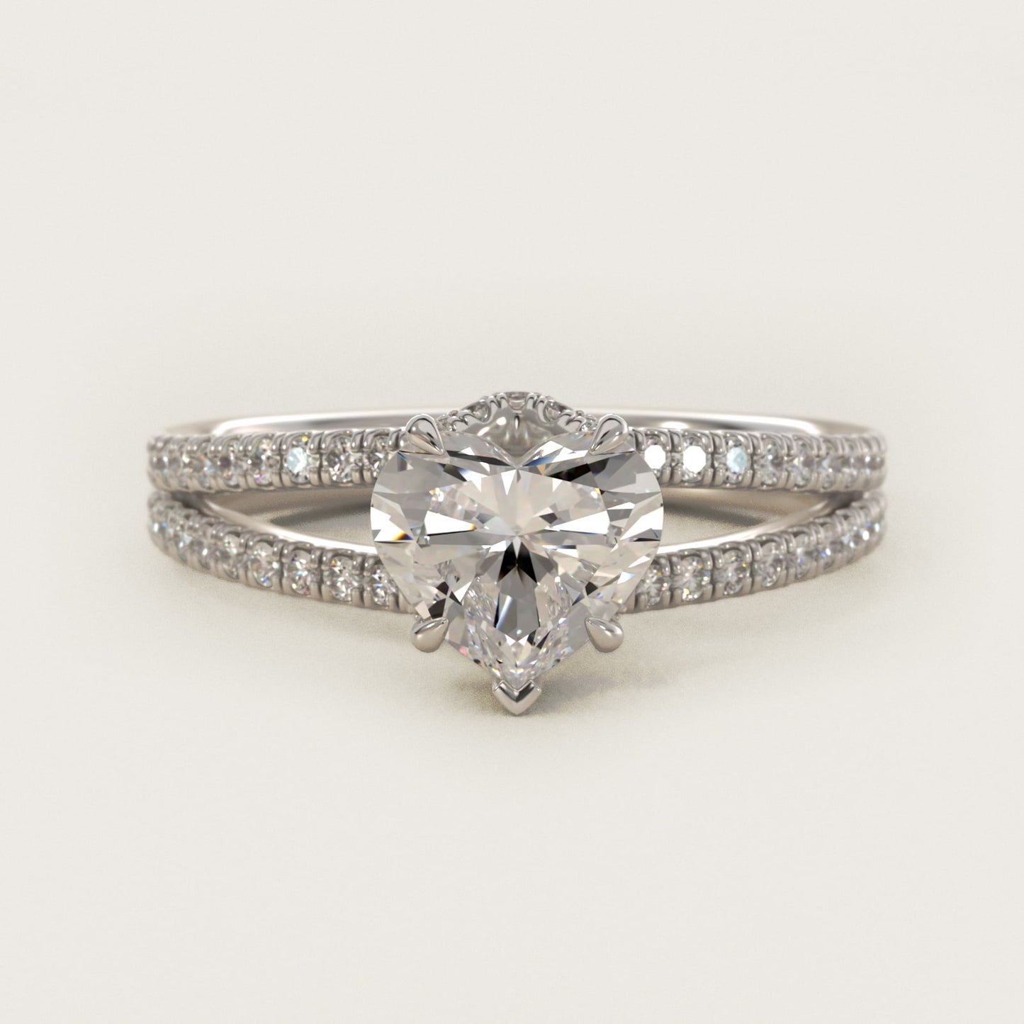 Split Shank Ribbon Diamond PavŽ Engagement Ring In 14K White Gold By James Allen - Heart Center