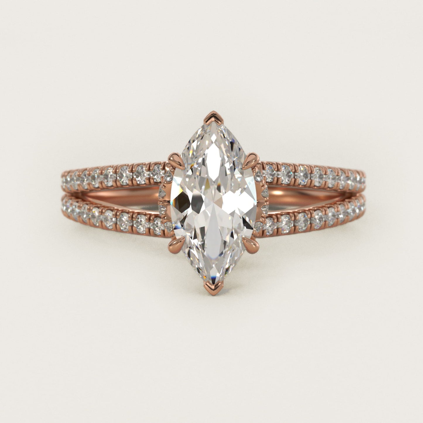 Split Shank Ribbon Diamond PavŽ Engagement Ring In 18k Rose Gold By James Allen - Marquise Center