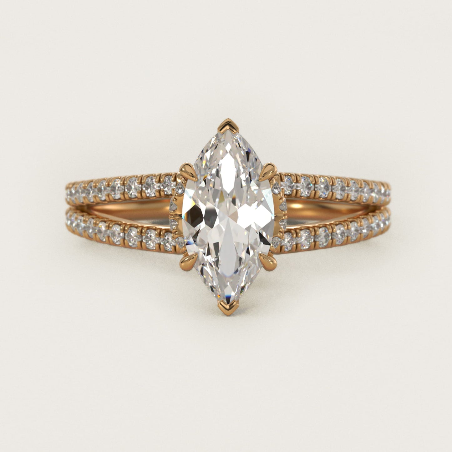 Split Shank Ribbon Diamond PavŽ Engagement Ring In 14K Yellow Gold By James Allen - Marquise Center